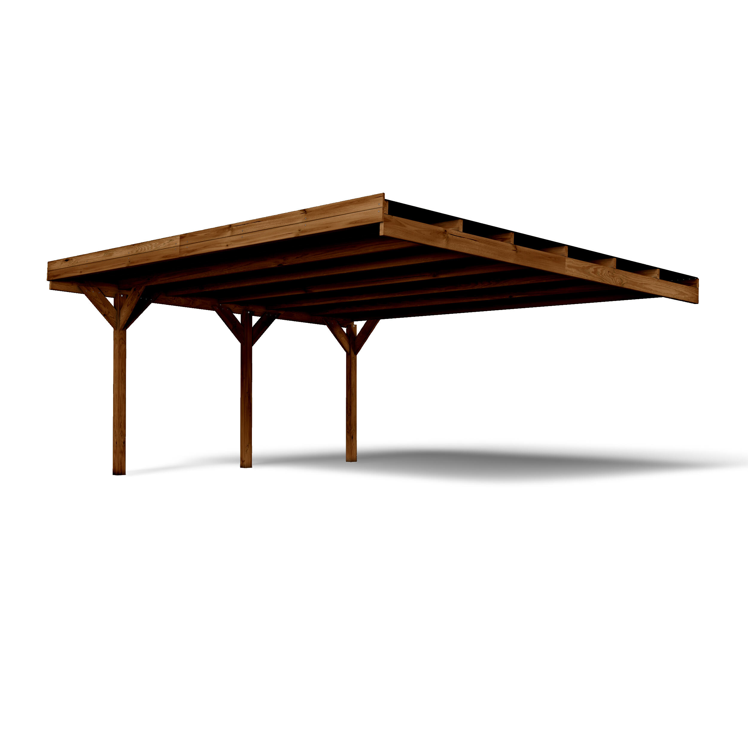 Carport bois double Victor adossable, 2 voitures, CERLAND, 29.9 m² - 2