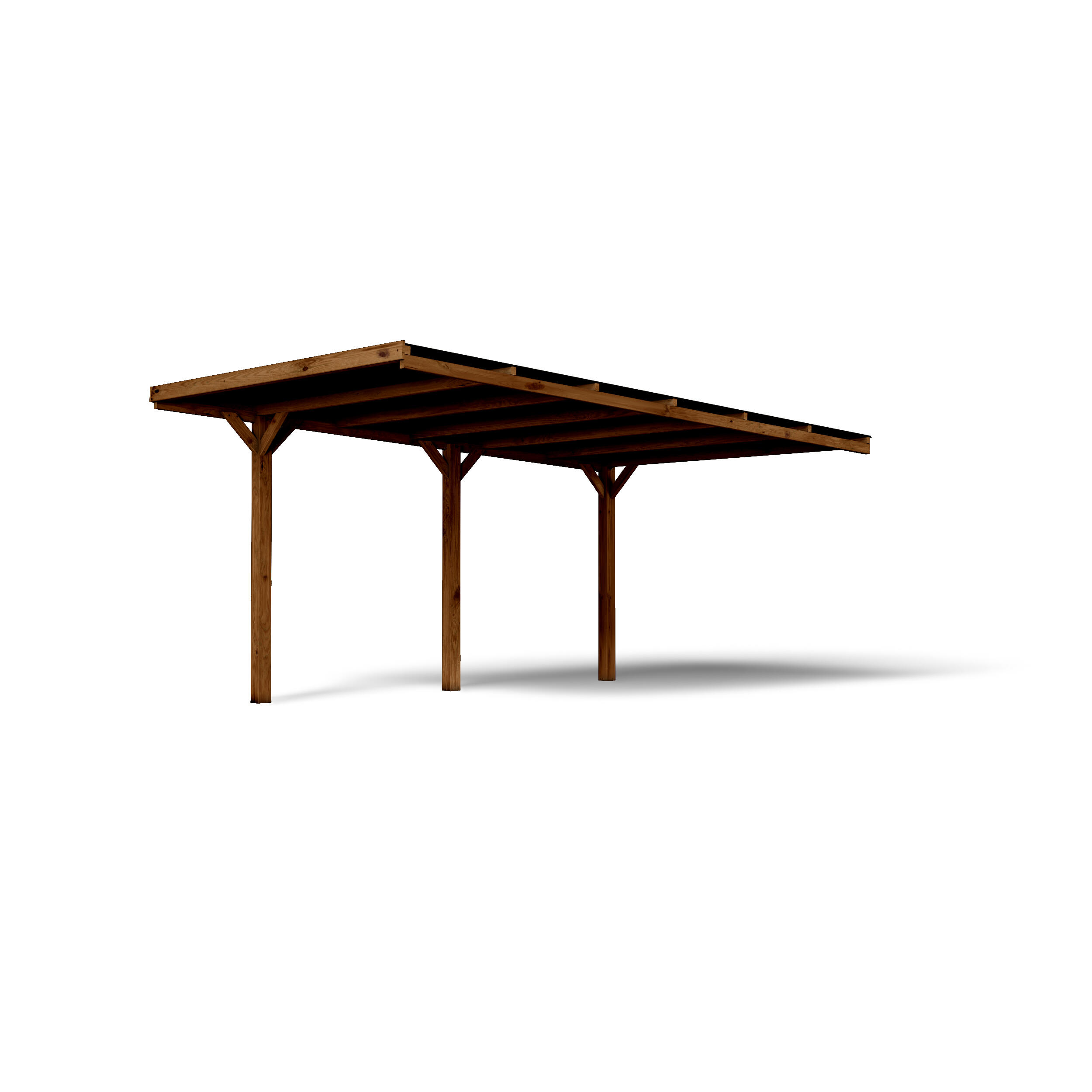 Carport bois Victor adossable, 1 voiture, CERLAND, 15.5 m² - 2