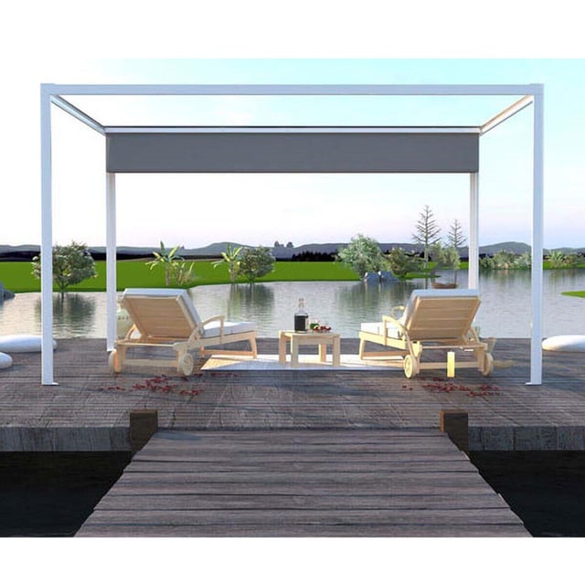 Pergola motorizzata Glicine in alluminio struttura bianco L 394 x P 294 x H 235 cm