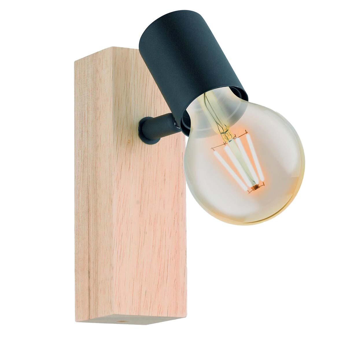 Faretto decorativo senza fonte luminosa TOWNSHEND NERO in legno marrone E27 10W EGLO 1 luci - 8