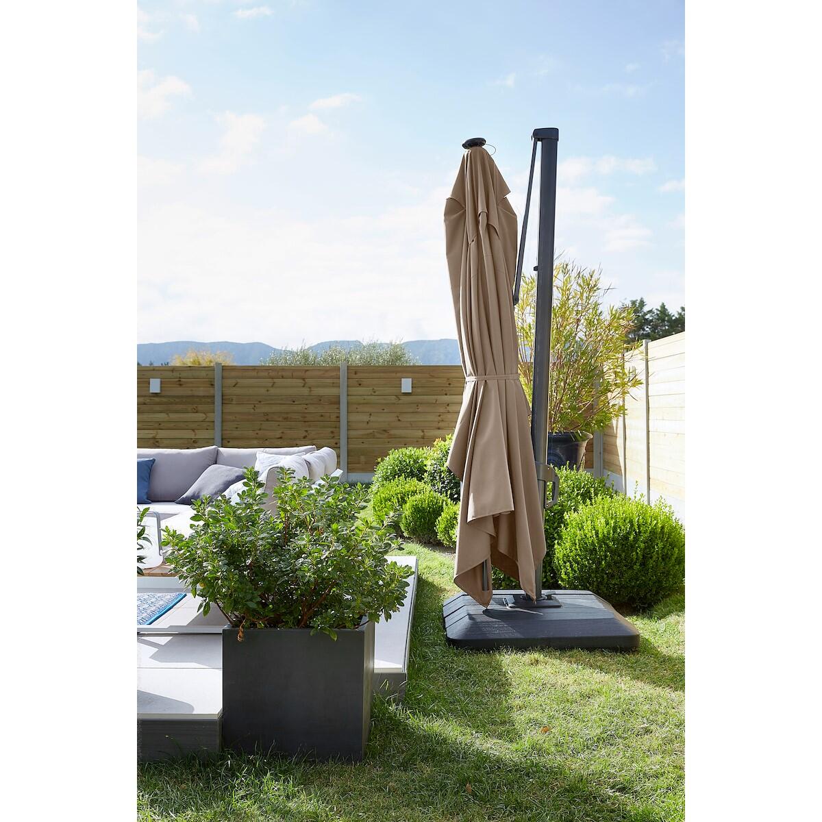 Ombrellone a palo laterale grigio Sonora NATERIAL con telo rettangolare tortora L 282 x P 391 x H 274 cm - 4