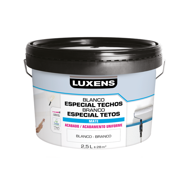 Pintura de interior LUXENS color blanco mate 2.5L para techos 