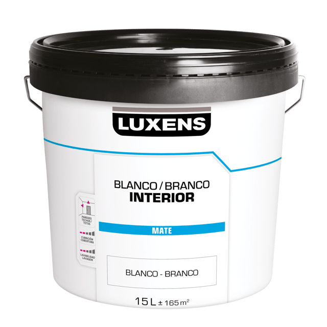 Pintura de interior Basic Blanco LUXENS color blanco mate 15L para paredes y techos