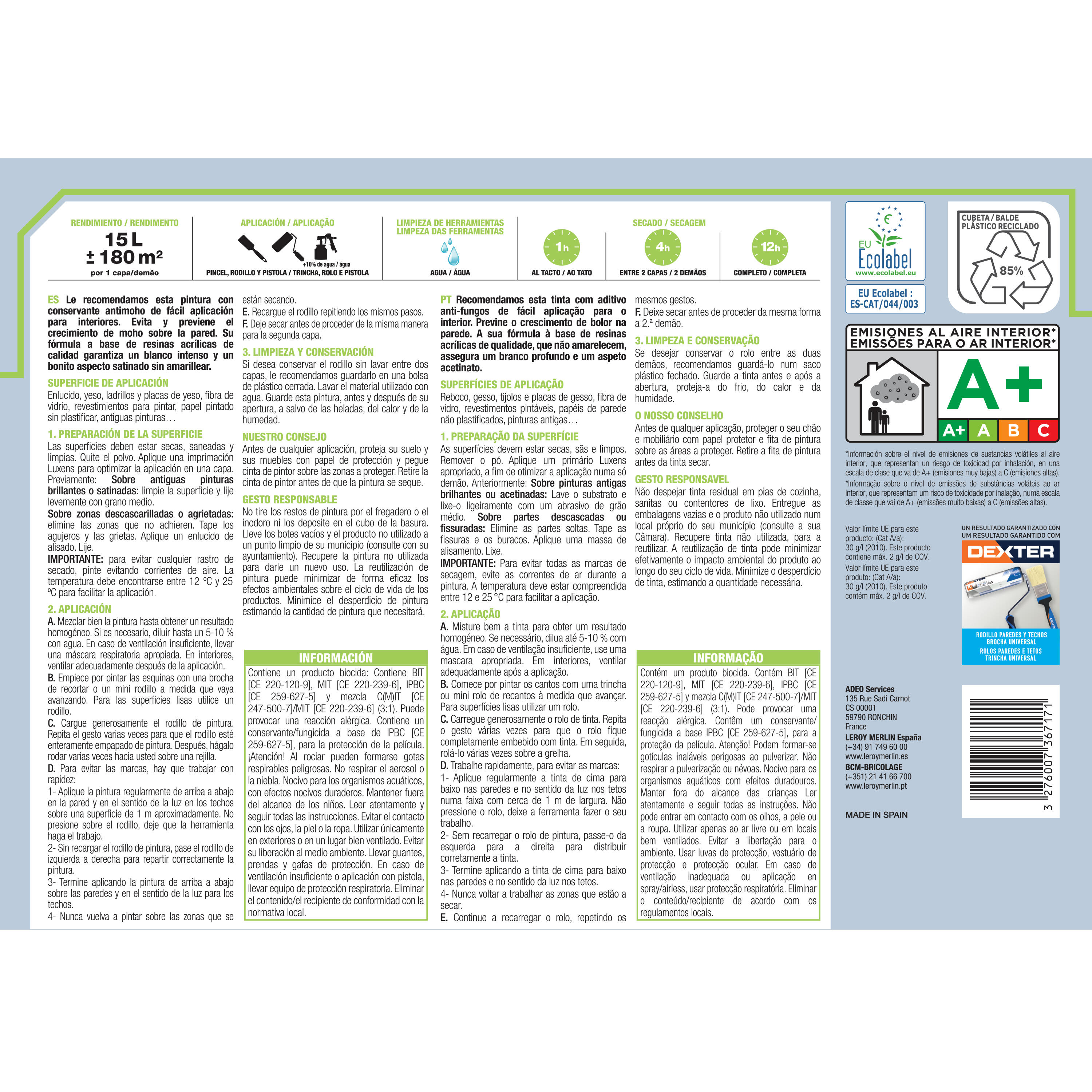 Tinta interior luxens anti fungos branco acetinada 15L - 3