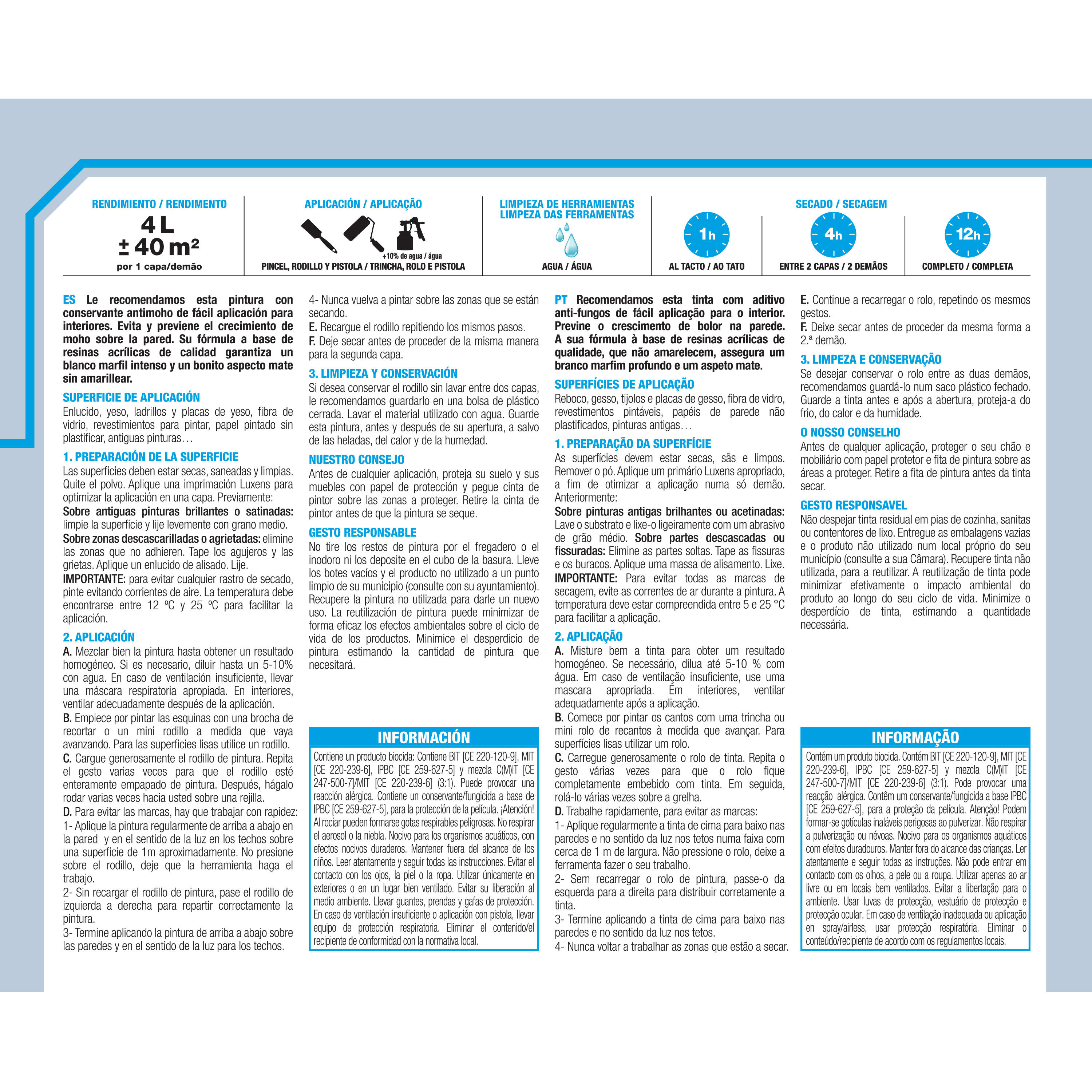 Tinta interior luxens anti fungos marfim mate 4L - 3