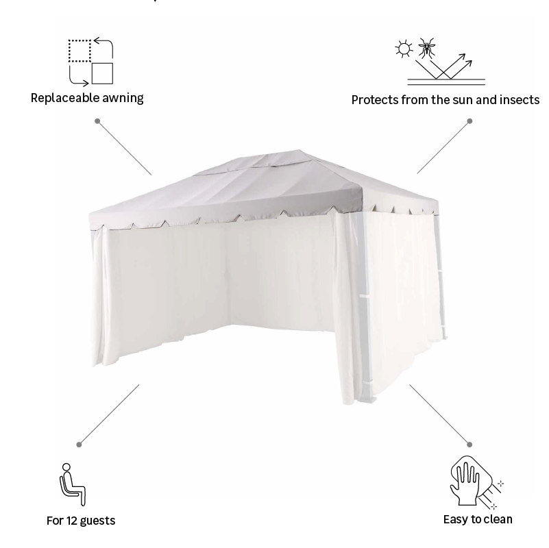 Gazebo in alluminio grigio antracite 4 x 3 m, copertura tortora - Ysis NATERIAL - 15