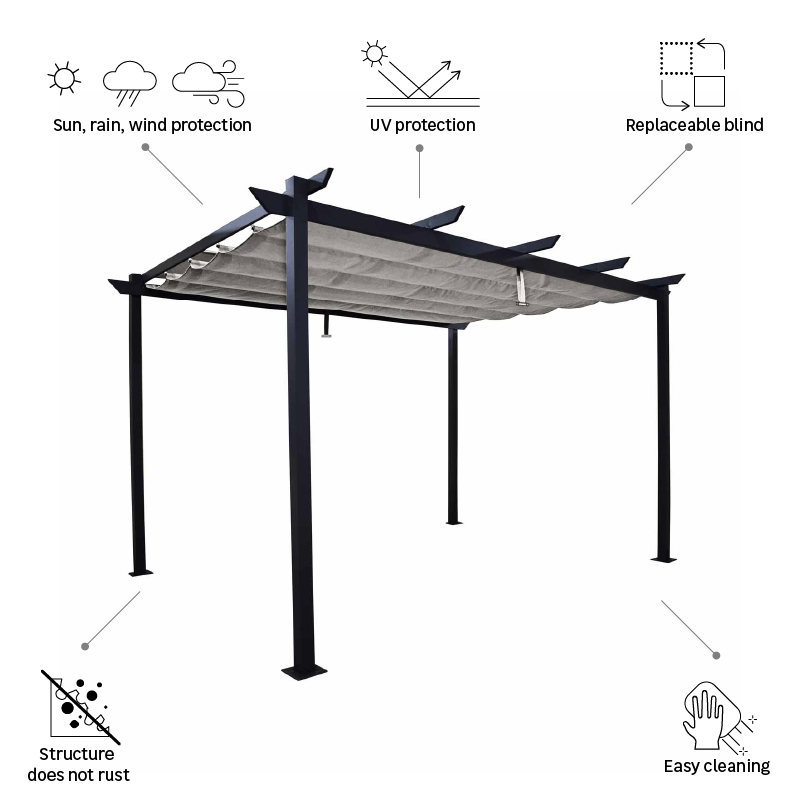 Pergola autoportante Omega, aluminium gris anthracite 2.85X4 m - 7