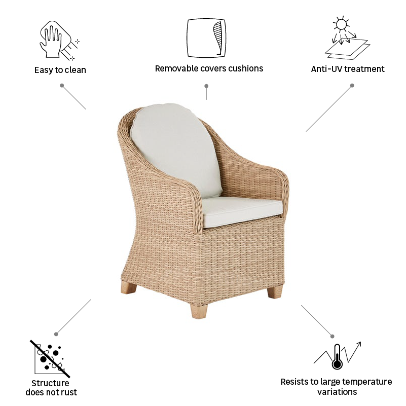 Conjunto de 2 cadeiras de refeição em rattan Naterial Medena - 5