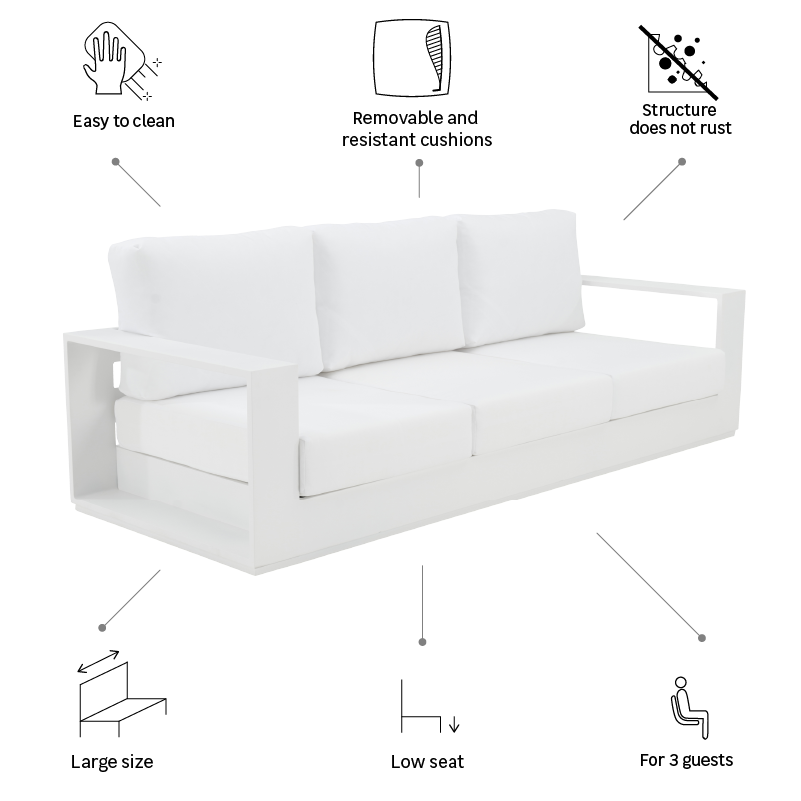 Canapé 3 places de jardin aluminium NATERIAL Lagun - 12
