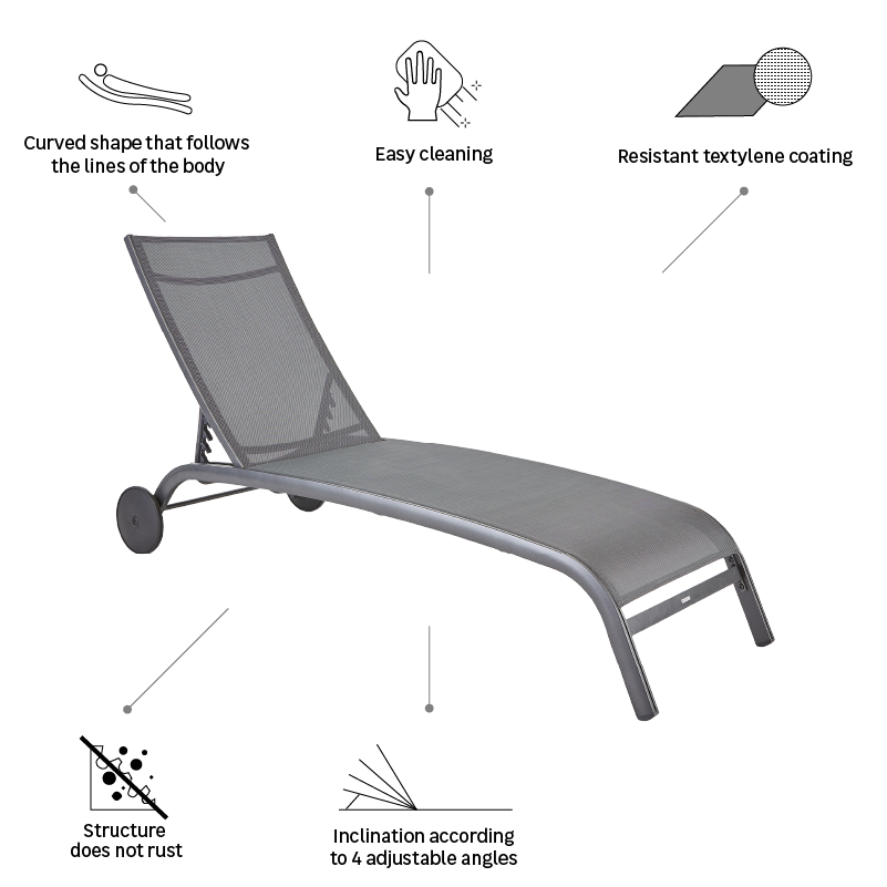 Bain de soleil en aluminium NATERIAL Lyra gris - 12