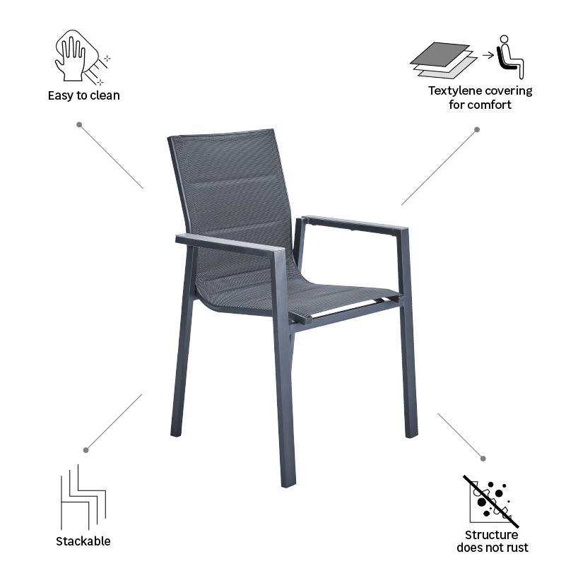 Fauteuil de jardin NATERIAL Orion gamma en aluminium gris - 11