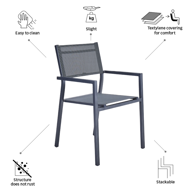 Fauteuil de jardin NATERIAL Orion alpha en aluminium gris - 3