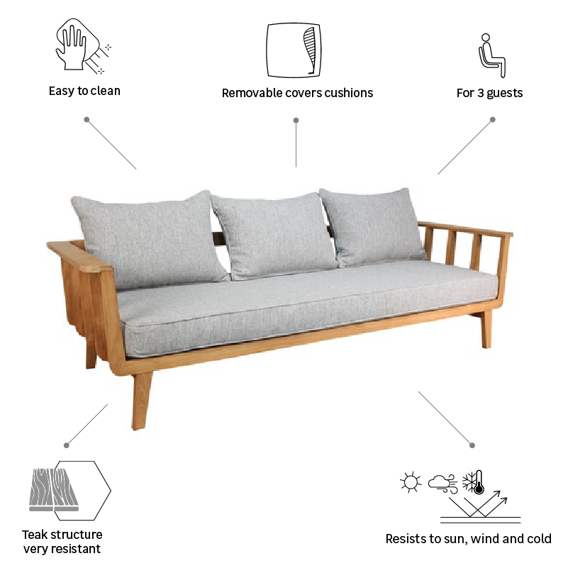 Canapé 3 places de jardin bois NATERIAL Belem - 4