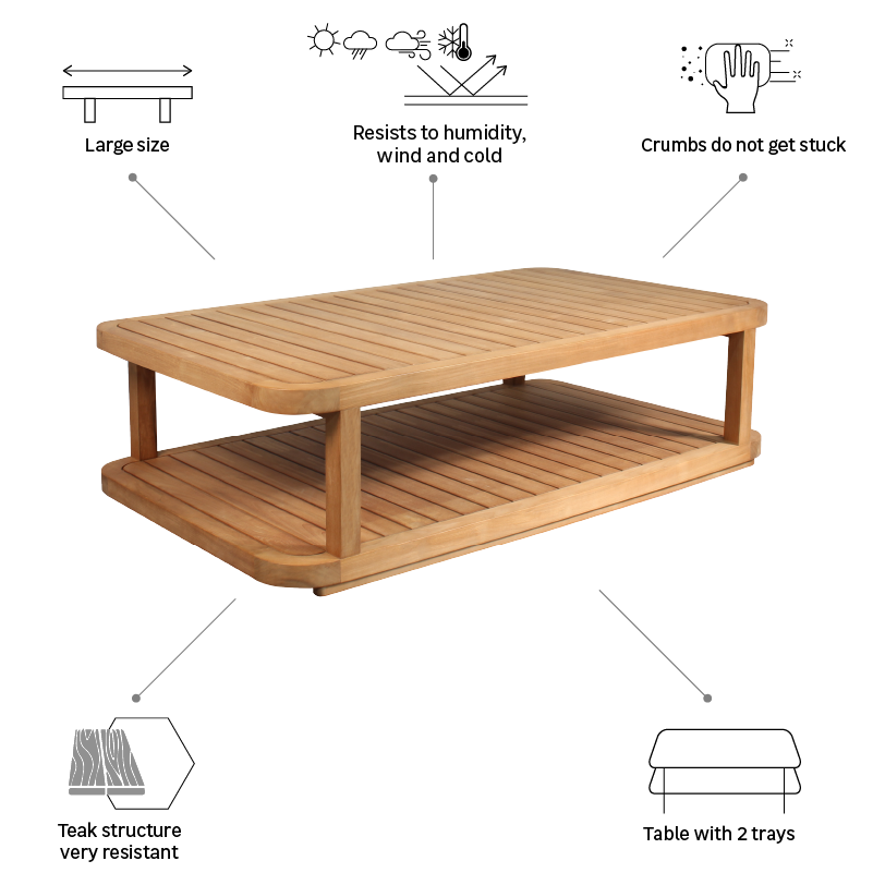 Mesa de apoio NATERIAL EQUATEUR TEAK 140X80X38 - 11