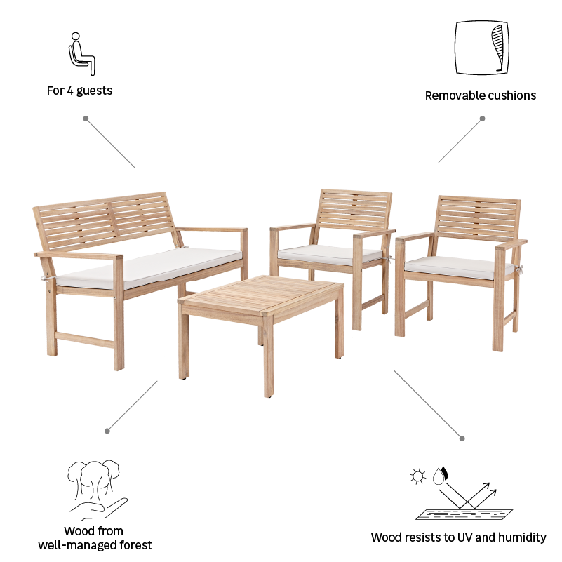 Salon bas de jardin marron Solis NATERIAL, 4 personnes - 13