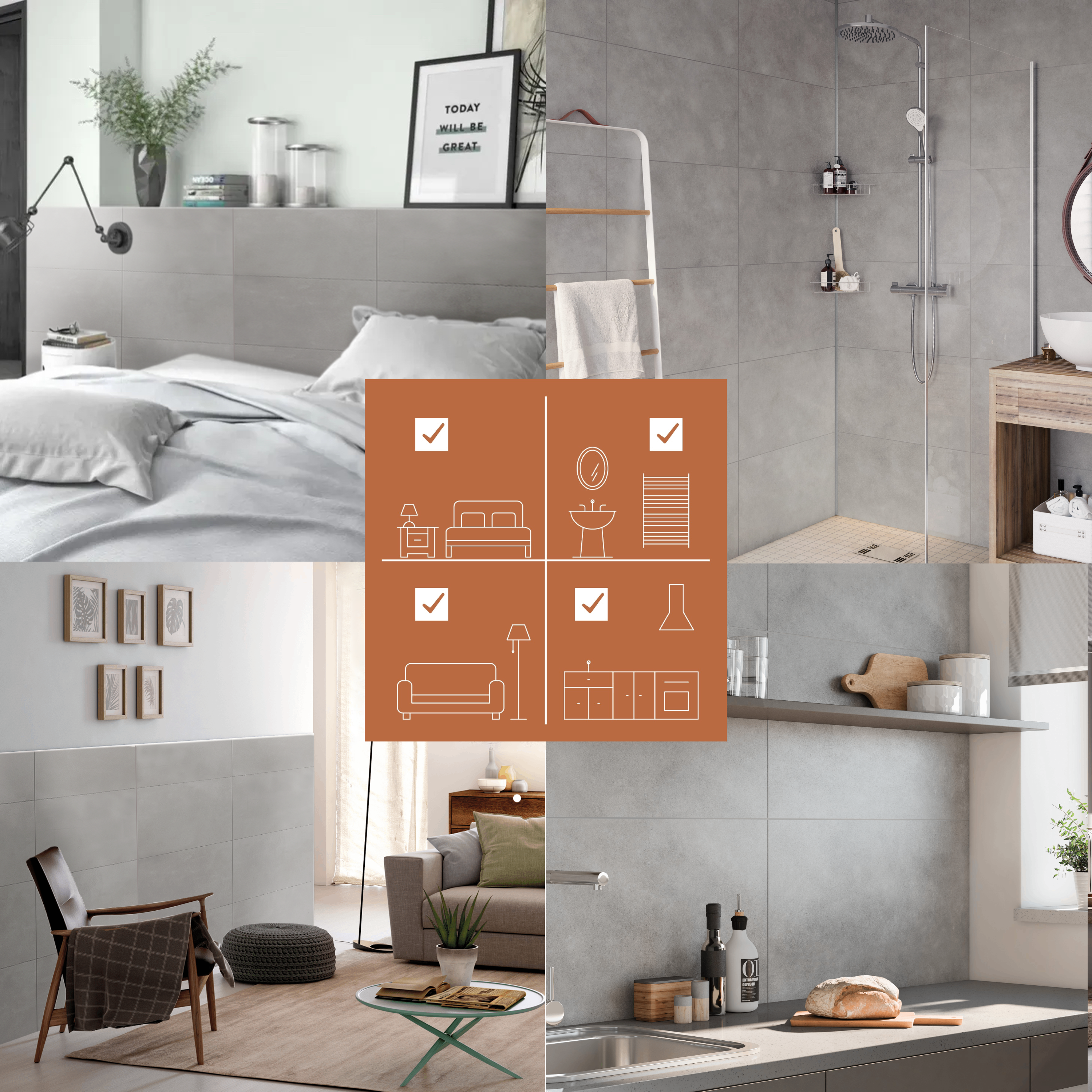 Panele winylowe ścienne wodoodporne do łazienki Beton Ciemny Szary 70 x 40 cm 2.24m2 Artens - 13