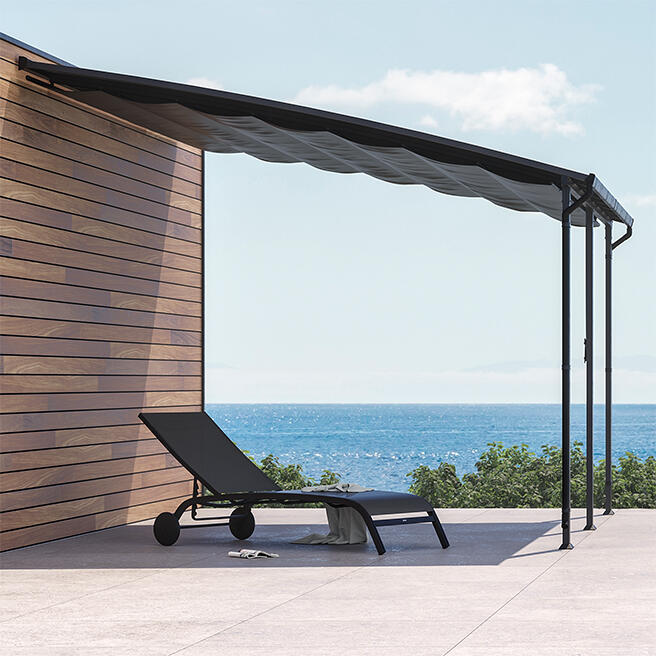 Pergola adossée NATERIAL Yena acier et aluminium gris anthracite, 12.85 m² - 3