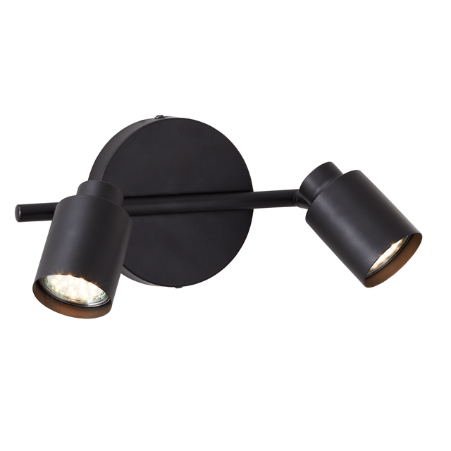 Rampe 2 spots Tekla, produit sans abat-jour noir, GU10, INSPIRE