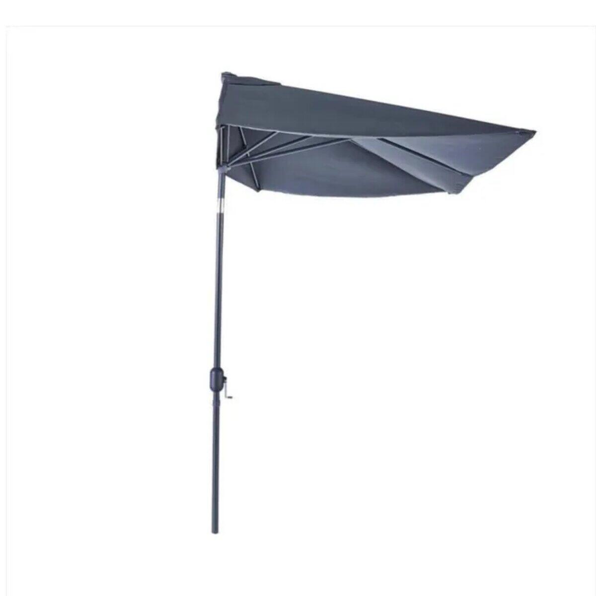 Ombrellone centrale grigio Arkea NATERIAL con telo 1/2 cerchio grigio zincato L 135 x P 268 x H 235 cm - 11