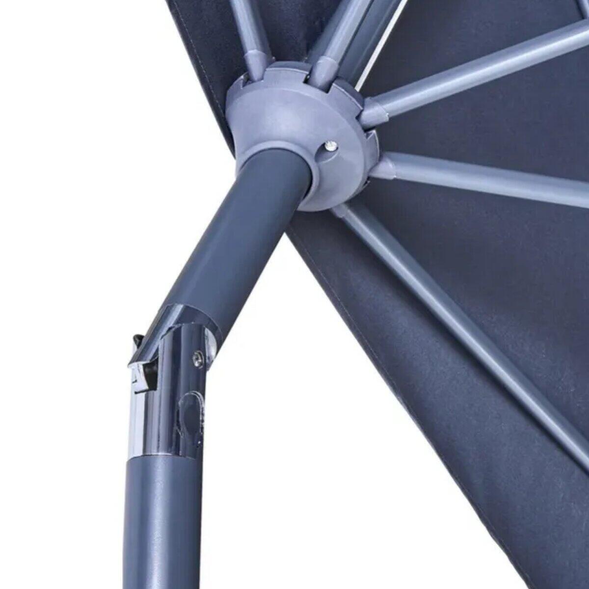 Ombrellone centrale grigio Arkea NATERIAL con telo 1/2 cerchio grigio zincato L 135 x P 268 x H 235 cm - 12