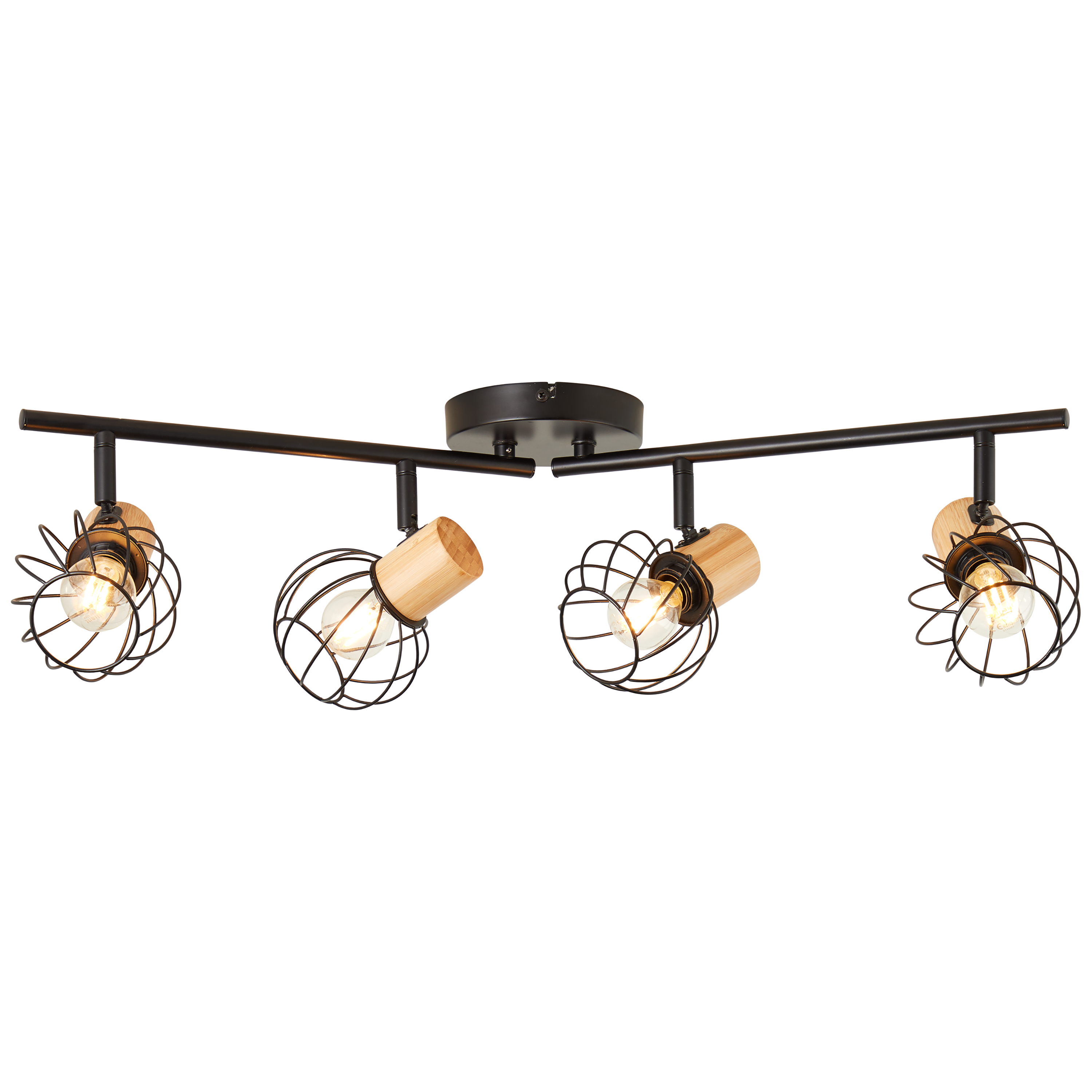 Foco decorativo INSPIRE MALLOW E14 D10CM 4 LÂMPADAS METAL PRETO/BAMBU - 32