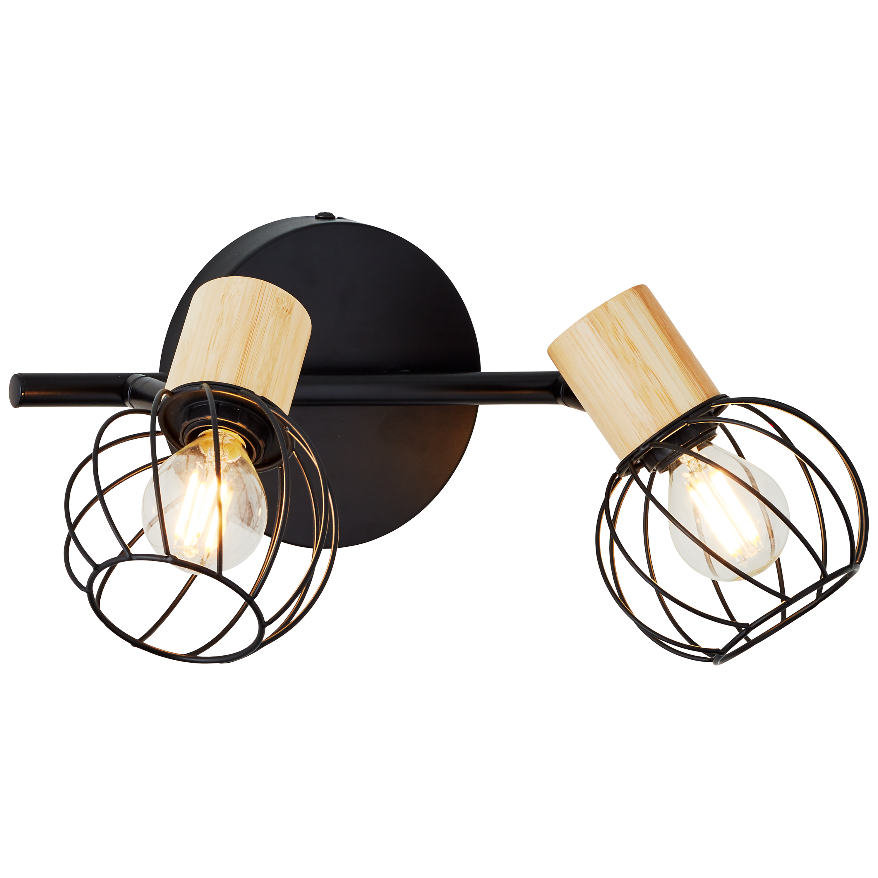 Foco decorativo INSPIRE MALLOW E14 D10CM 2 LÂMPADAS METAL PRETO/BAMBU - 33