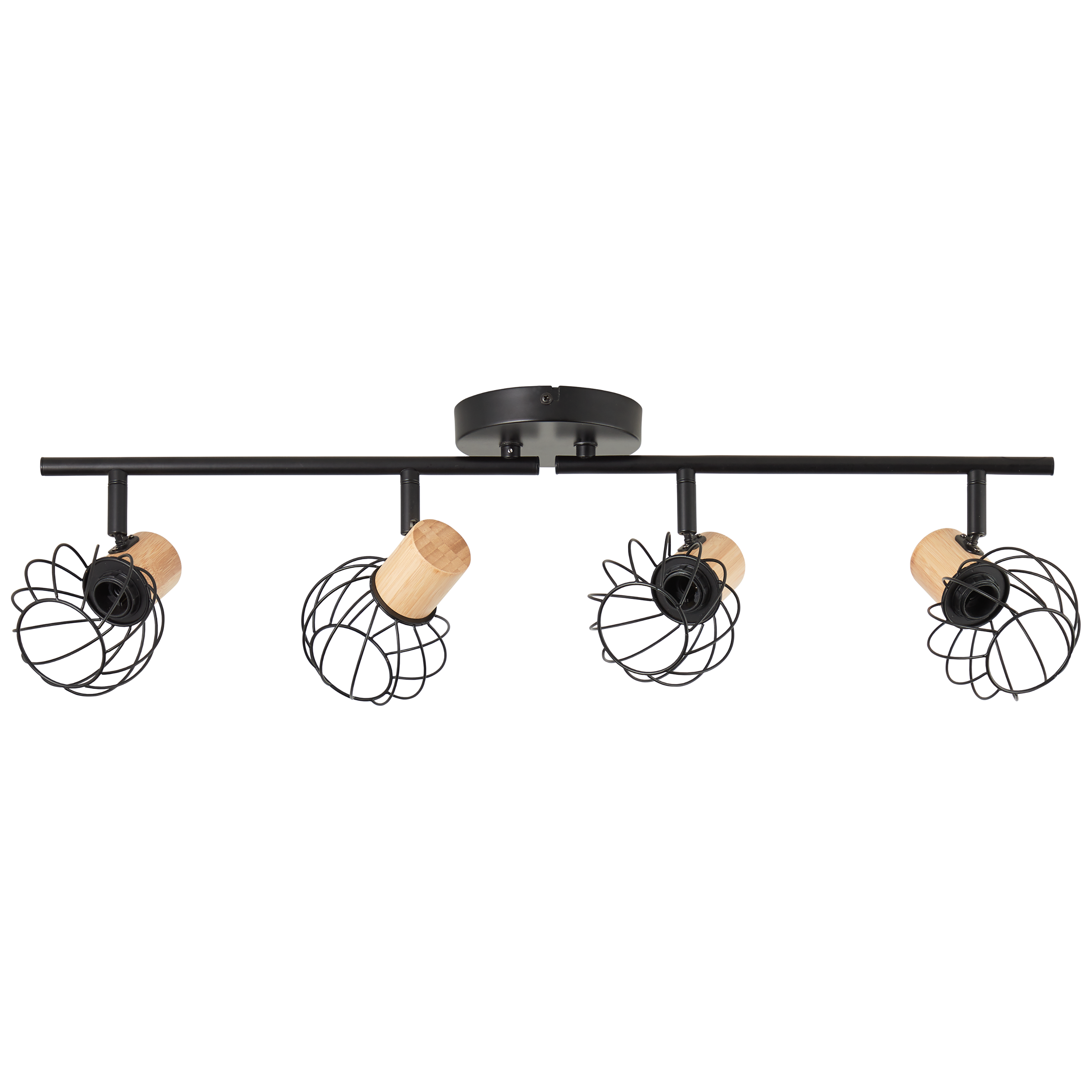 Foco decorativo INSPIRE MALLOW E14 D10CM 4 LÂMPADAS METAL PRETO/BAMBU - 30