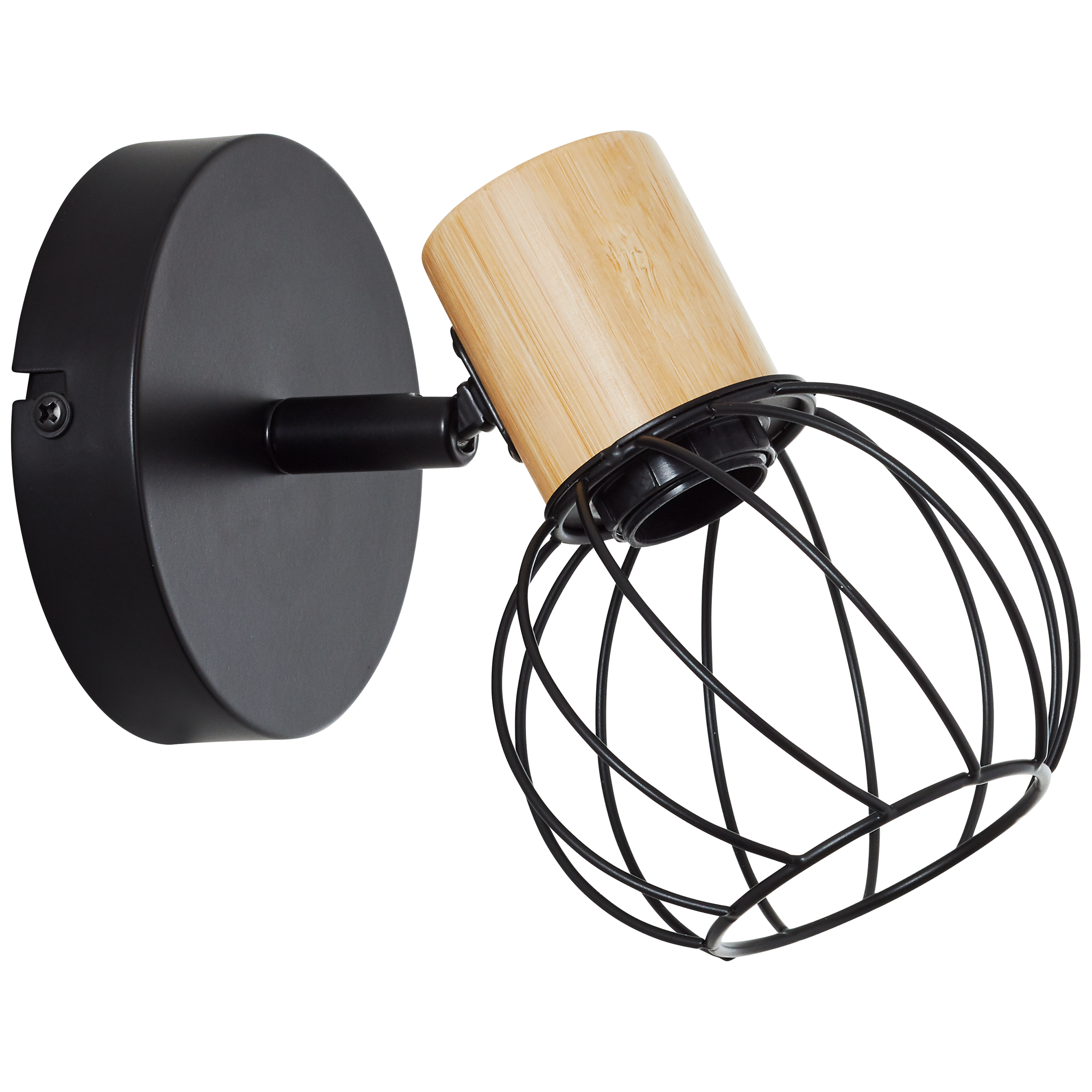 Foco decorativo INSPIRE MALLOW E14 D10CM 1 LÂMPADA METAL PRETO/BAMBU - 28