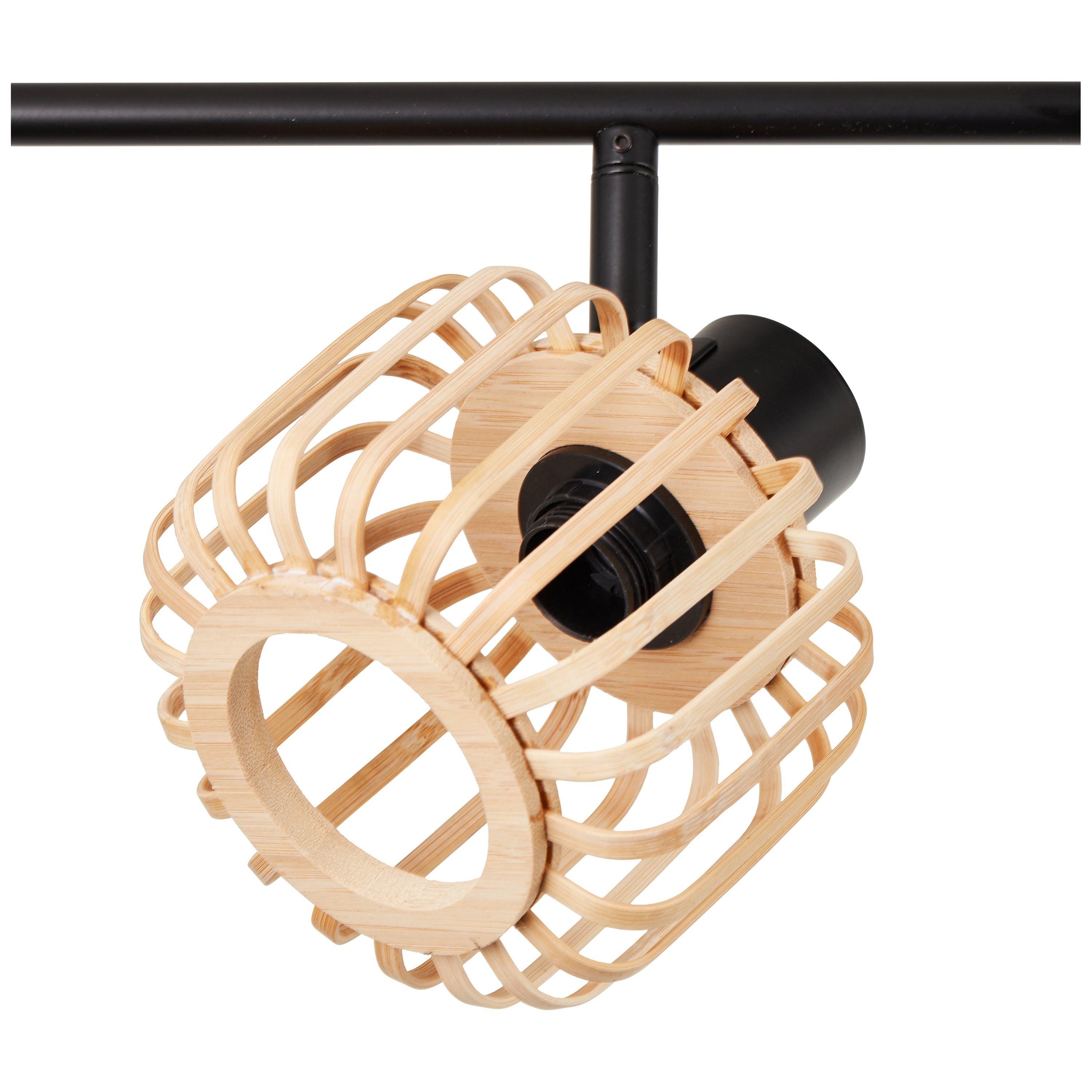 Rampe 4 spots E14 en métal et bambou, INSPIRE Pécan - 4