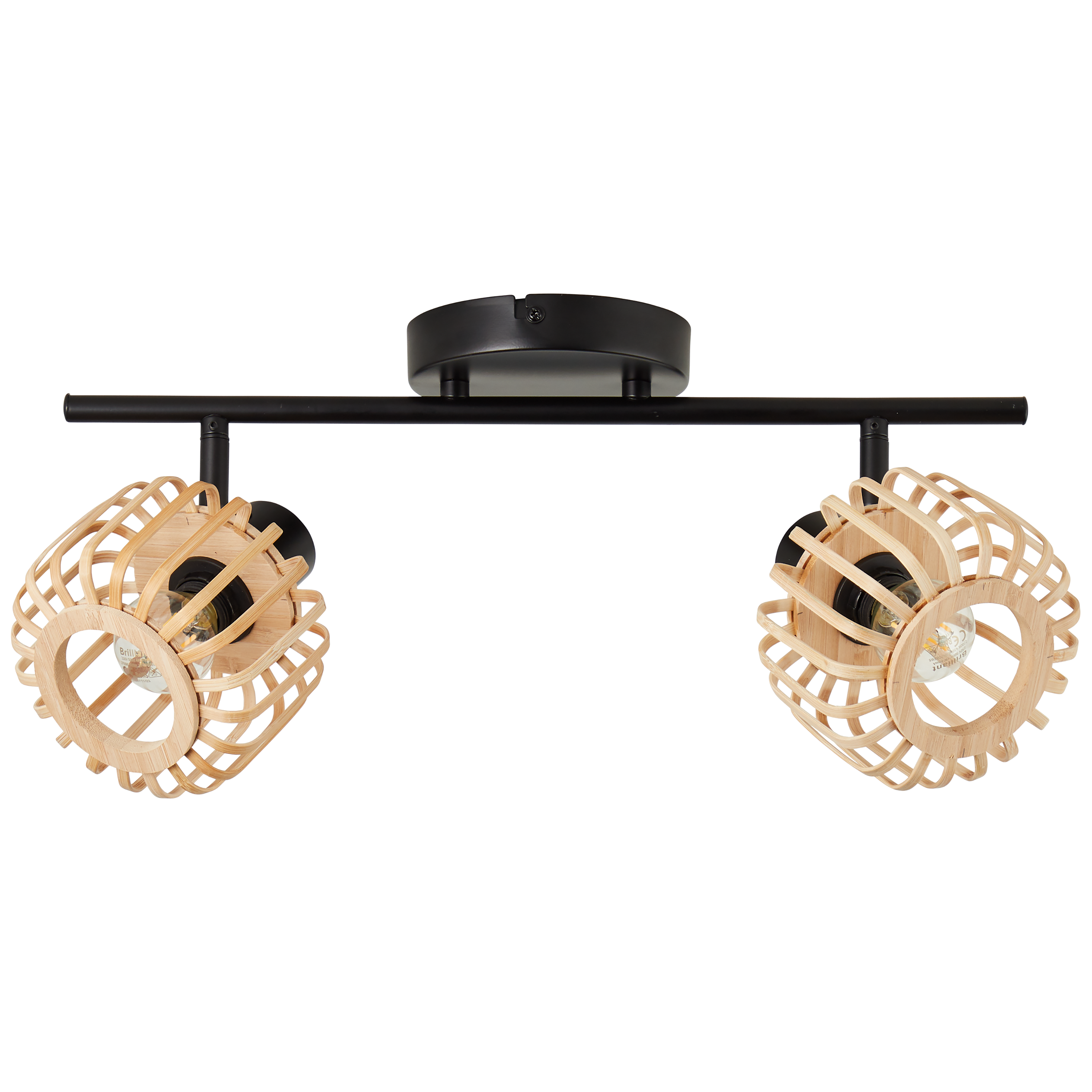 Foco decorativo INSPIRE PECAN E14 2 LÂMPADAS METAL MATE PRETO/BAMBU - 35