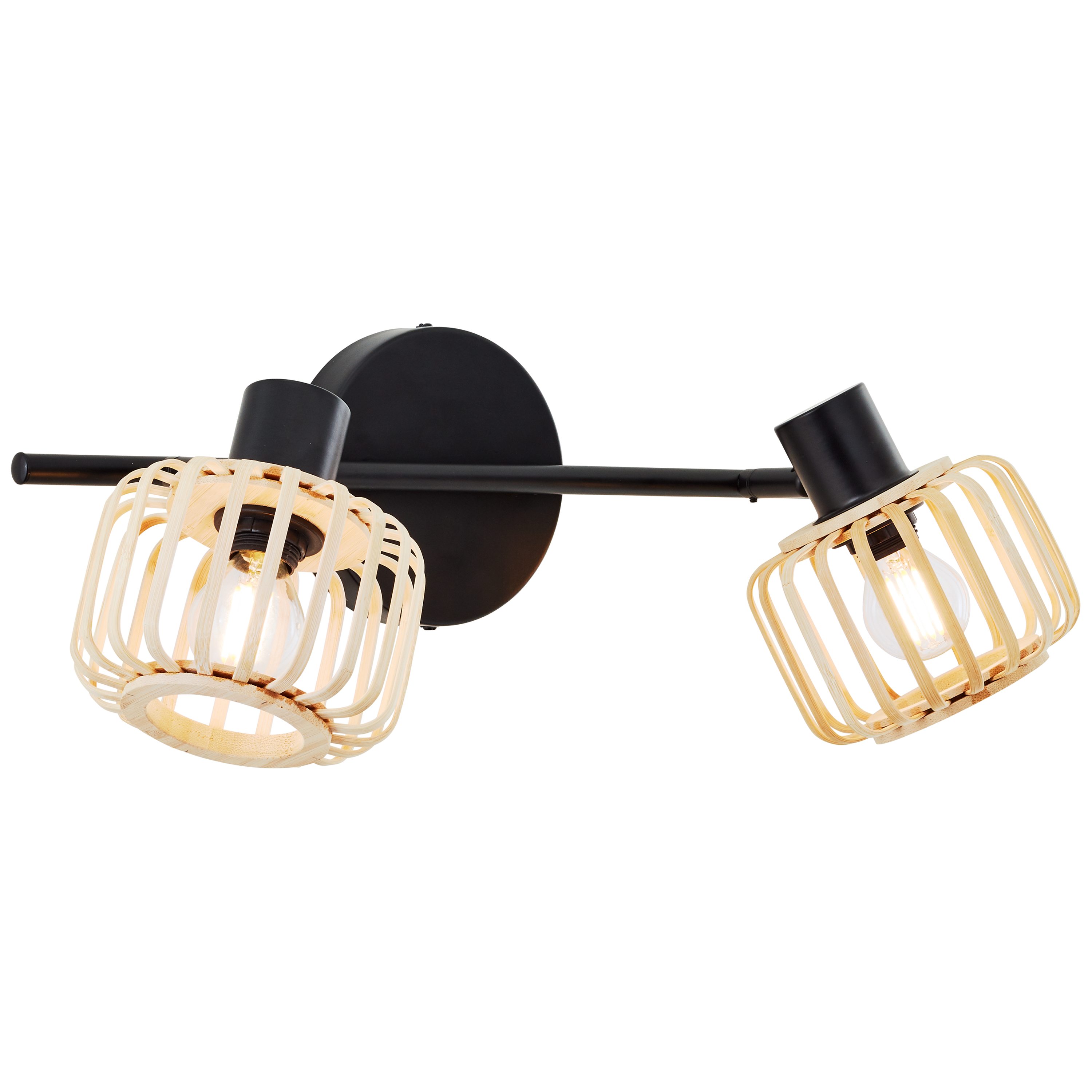 Foco decorativo INSPIRE PECAN E14 2 LÂMPADAS METAL MATE PRETO/BAMBU - 34