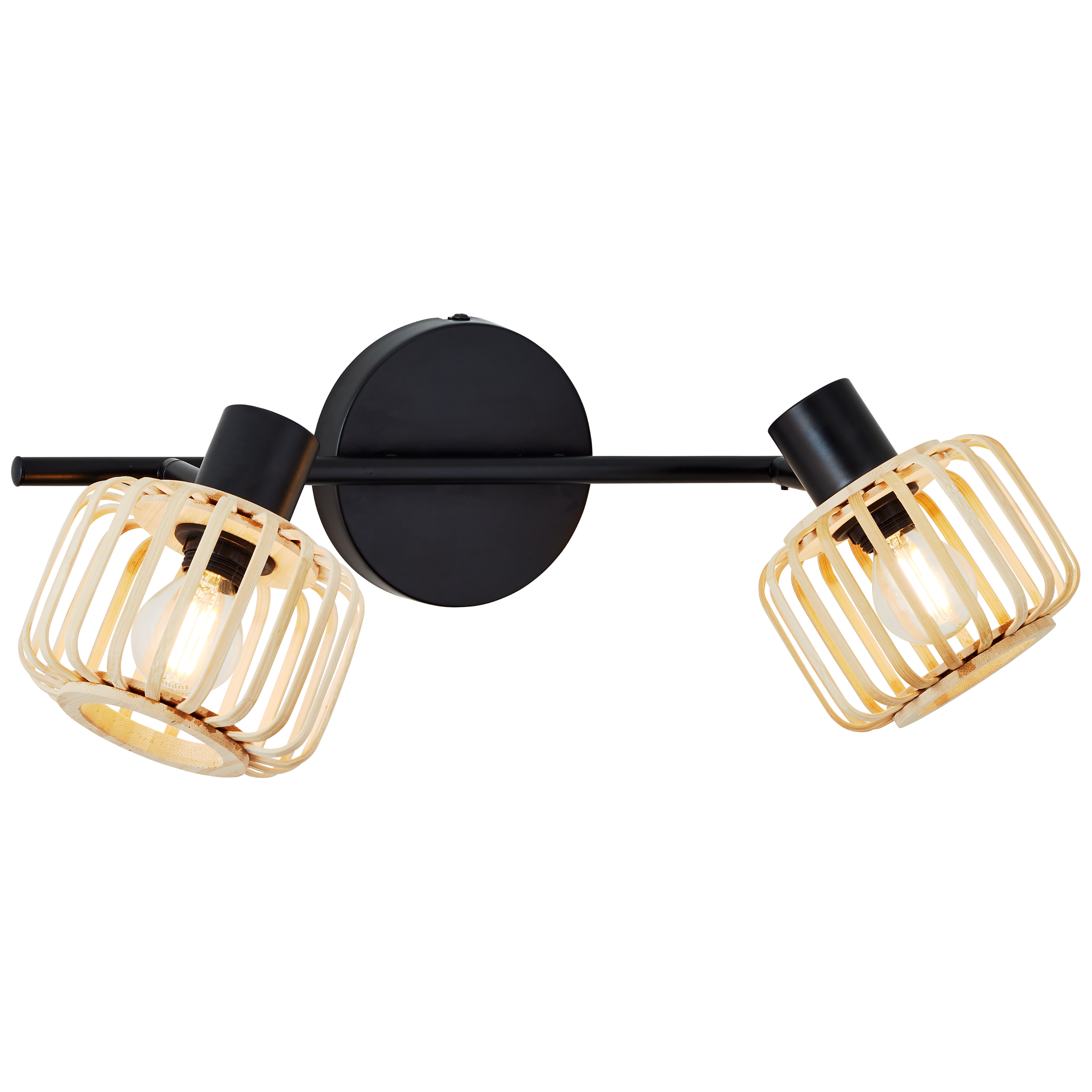 Foco decorativo INSPIRE PECAN E14 2 LÂMPADAS METAL MATE PRETO/BAMBU - 33