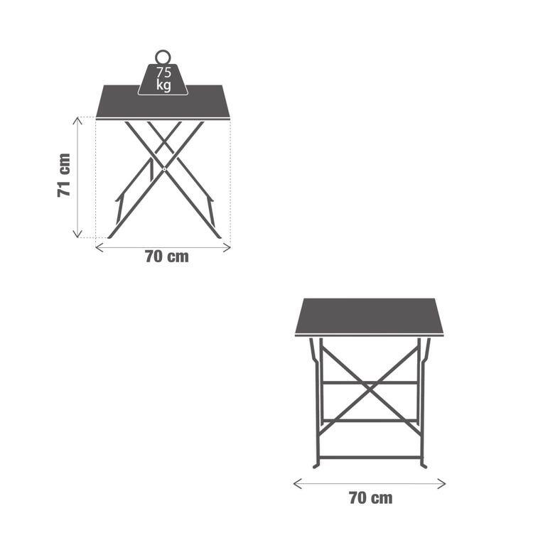 Tavolo da pranzo per giardino Flora NATERIAL struttura e superficie in Acciaio  grigio per 2 persone 70x70cm - 17