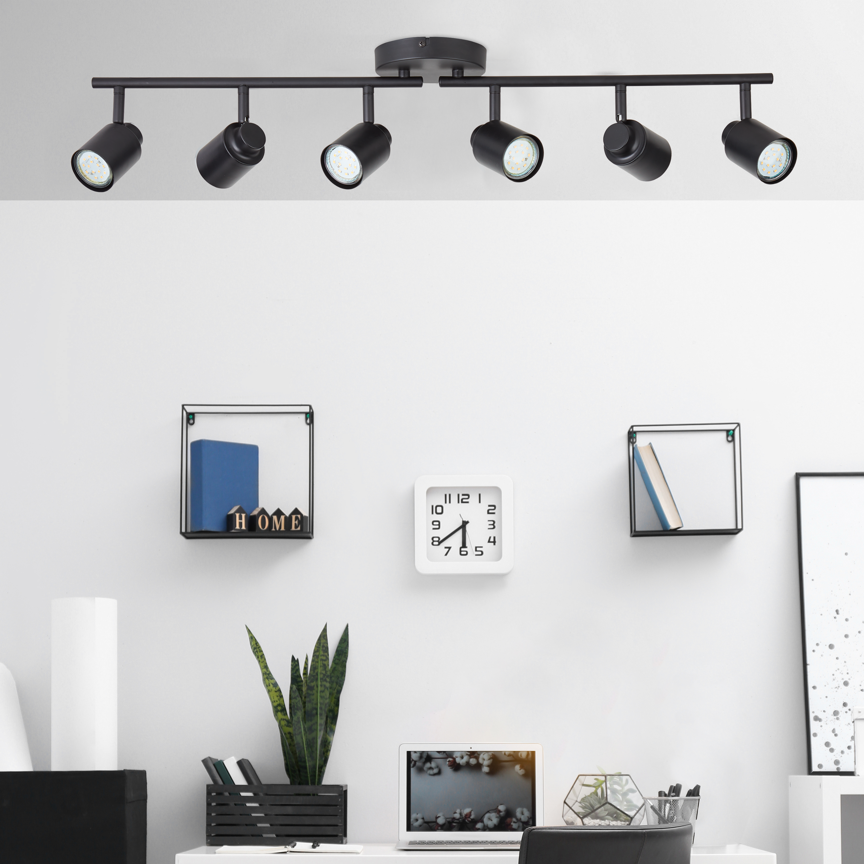 Rampe 6 spots, métal noir GU10, INSPIRE Tekla - 6