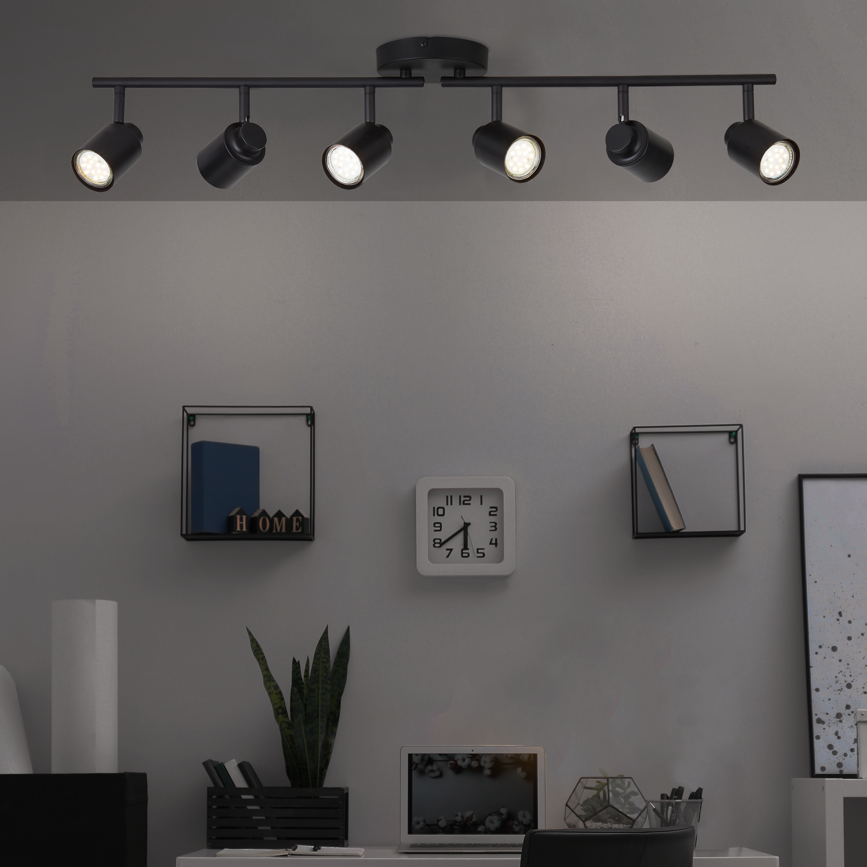 Rampe 6 spots, métal noir GU10, INSPIRE Tekla - 4