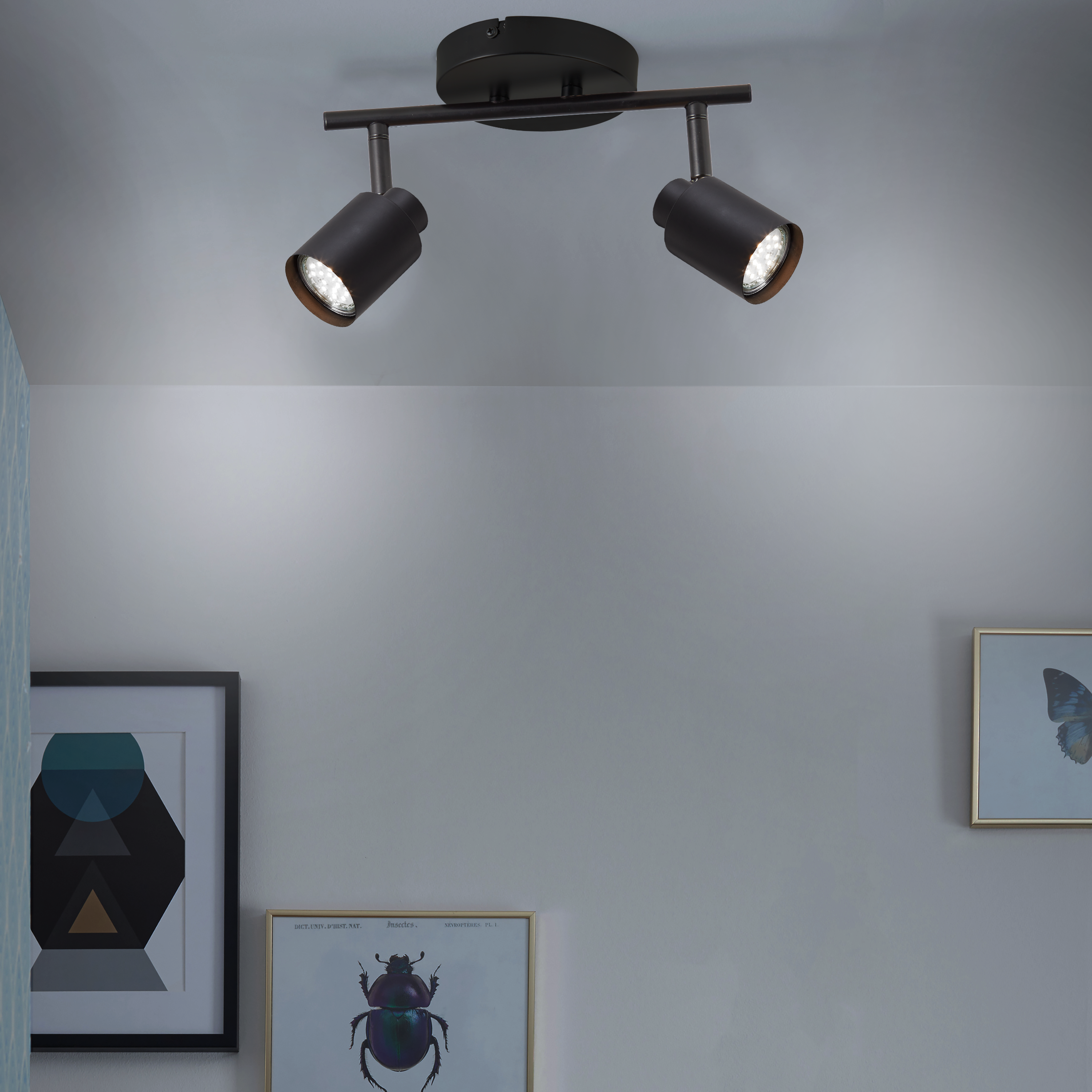 Rampe 2 spots Tekla, produit sans abat-jour noir, GU10, INSPIRE - 6