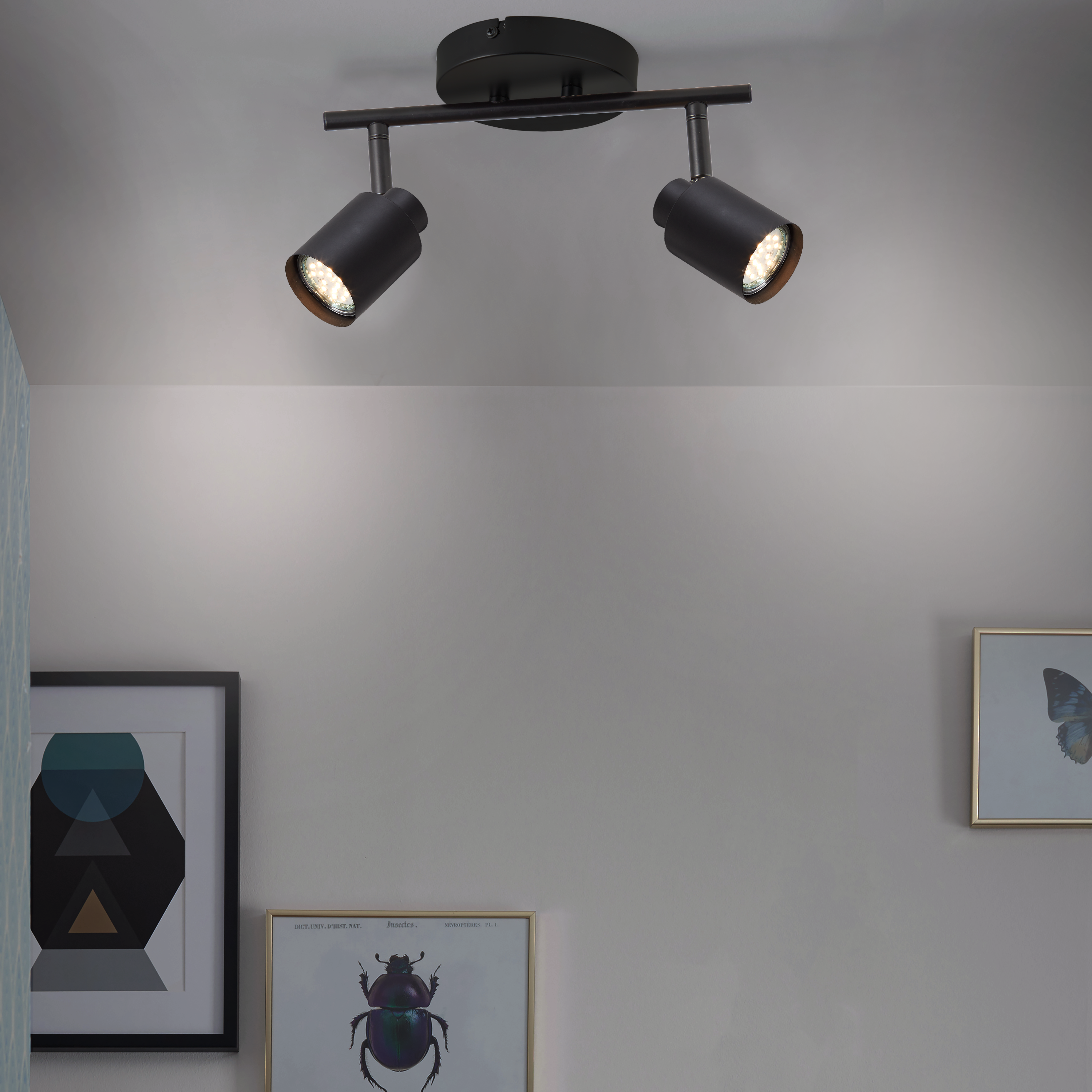 Faretto decorativo senza fonte luminosa TEKLA BARRA2 NERO in acciaio nero GU10 INSPIRE 2 luci - 3