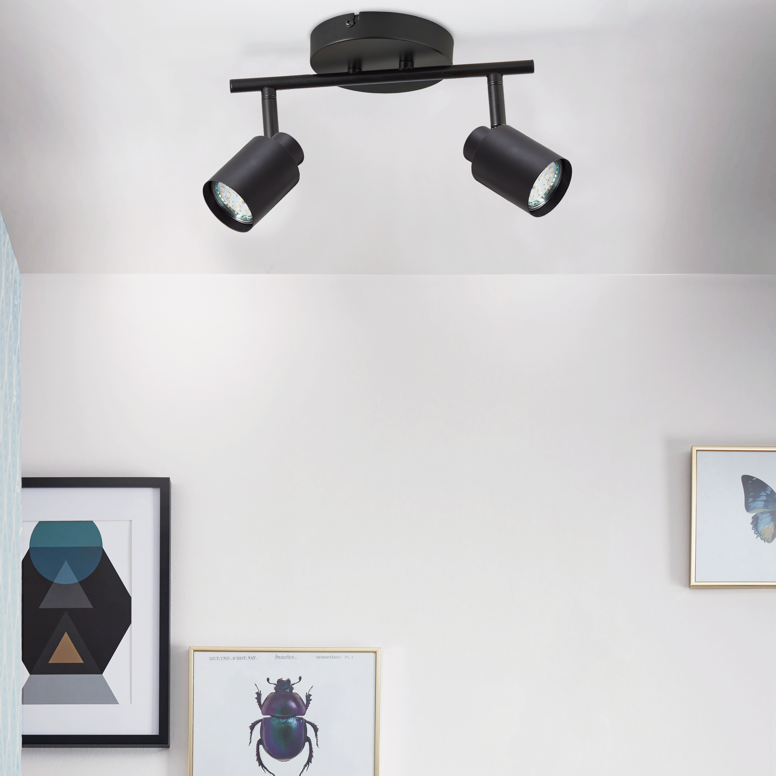 Rampe 2 spots Tekla, produit sans abat-jour noir, GU10, INSPIRE - 7