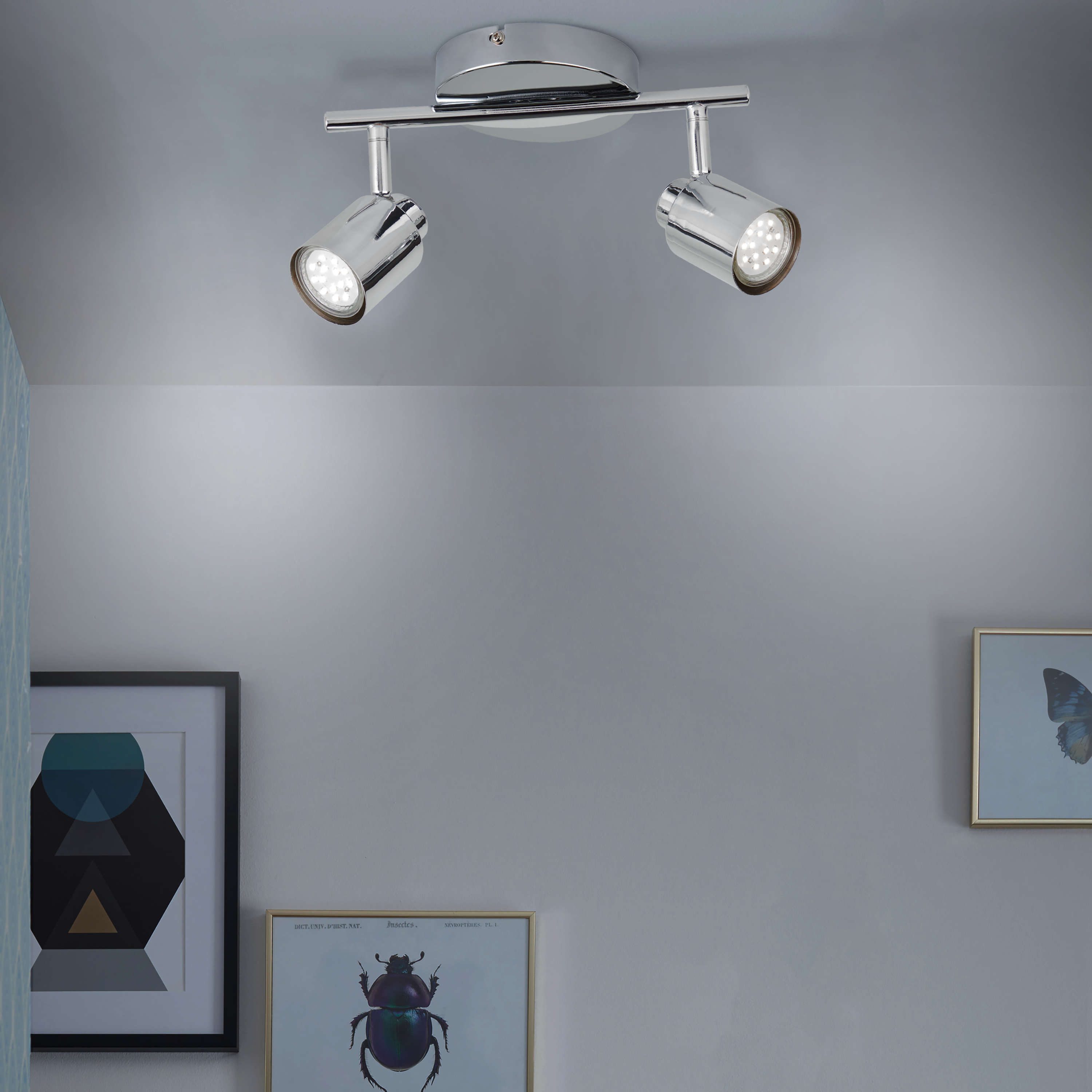 Foco decorativo INSPIRE TEKLA 2 LÂMPADAS GU10X2 METAL CROMADO - 12