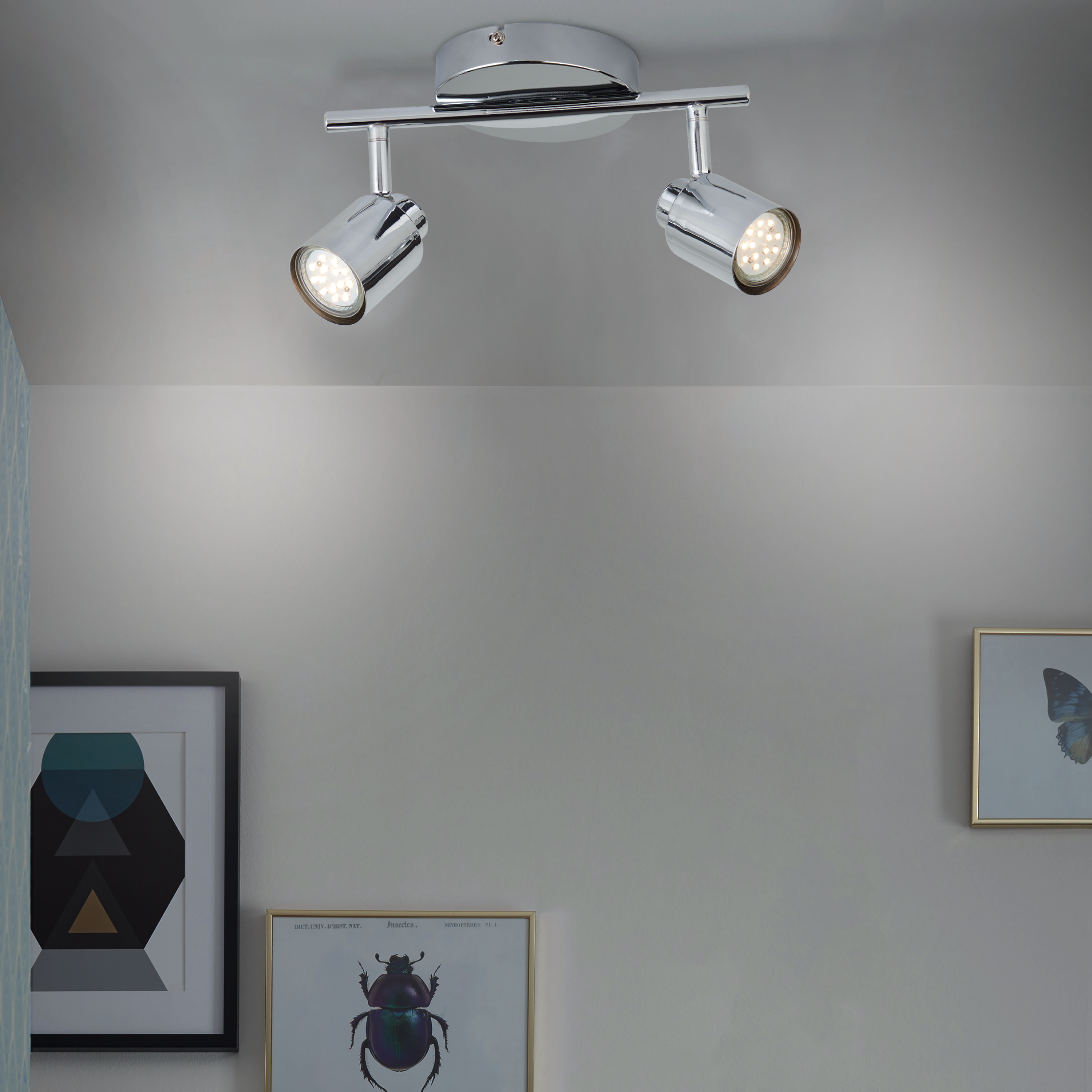 Foco decorativo INSPIRE TEKLA 2 LÂMPADAS GU10X2 METAL CROMADO - 11