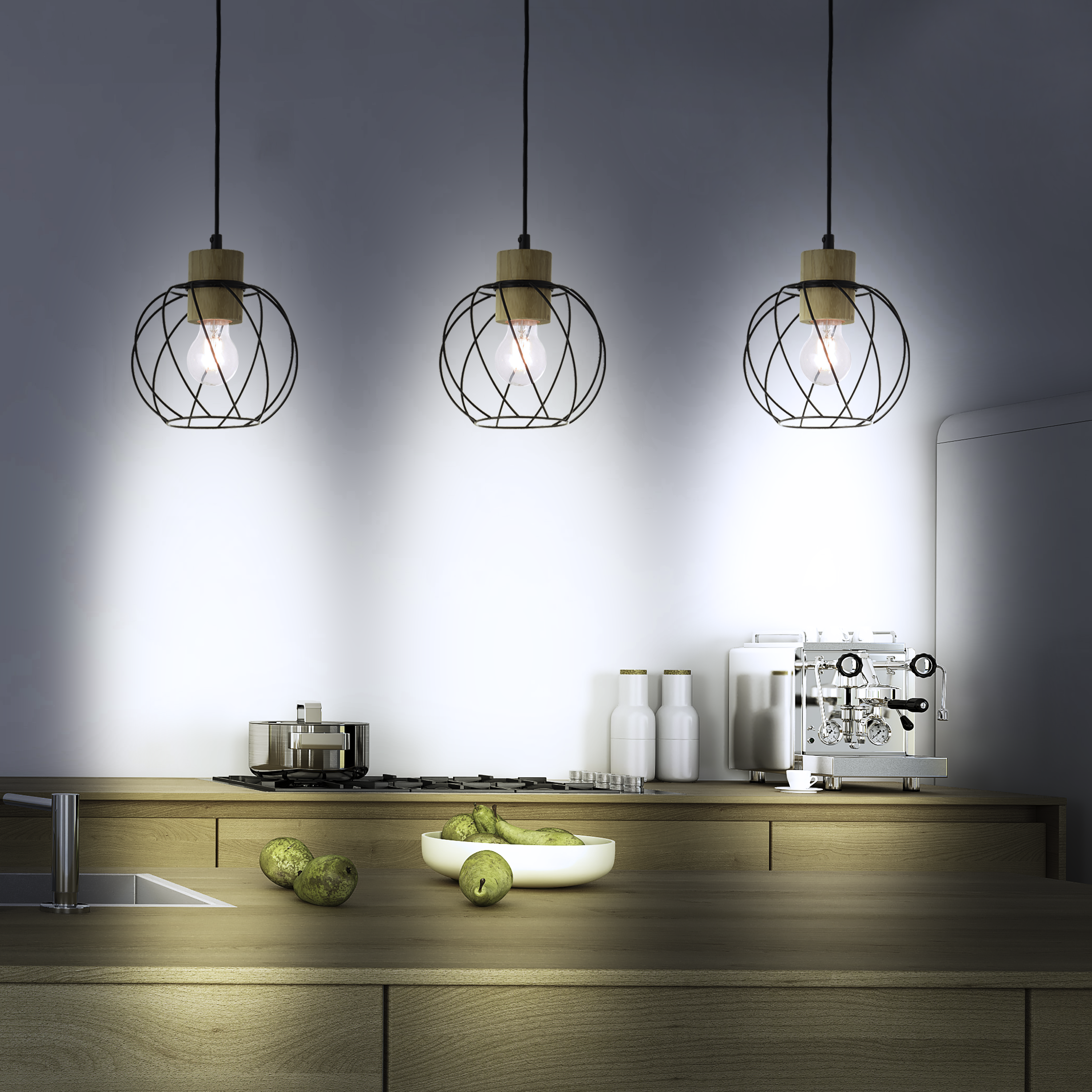 Lampa wisząca Mallow czarna 3 x E27 Inspire - 5