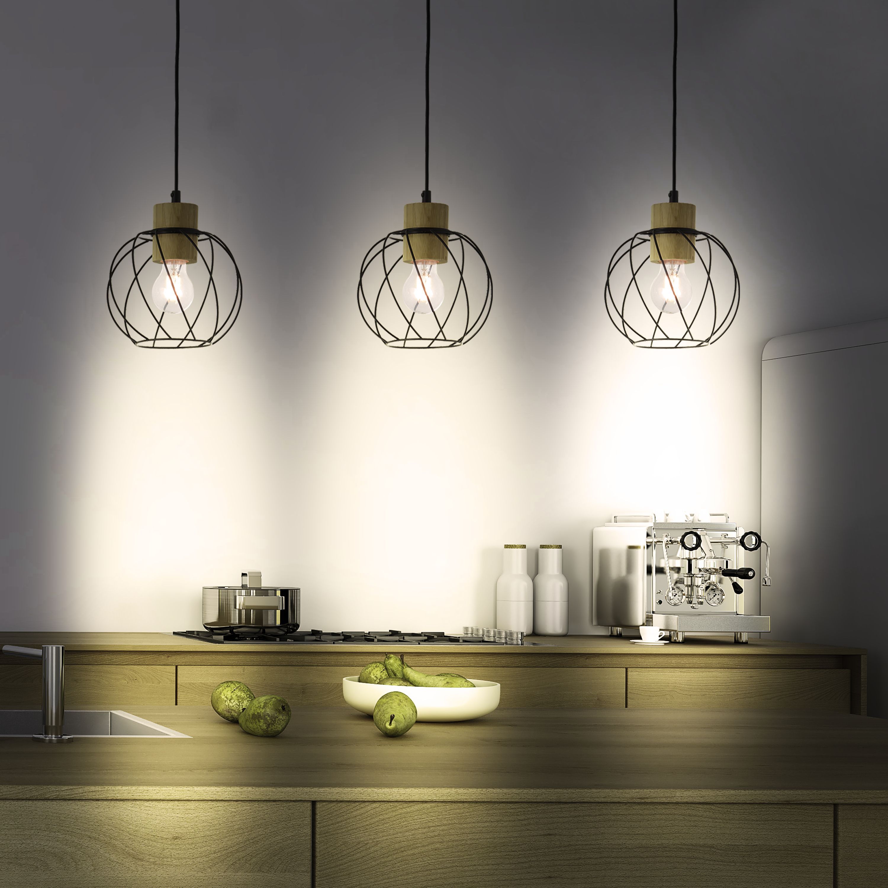 Lampa wisząca Mallow czarna 3 x E27 Inspire - 9