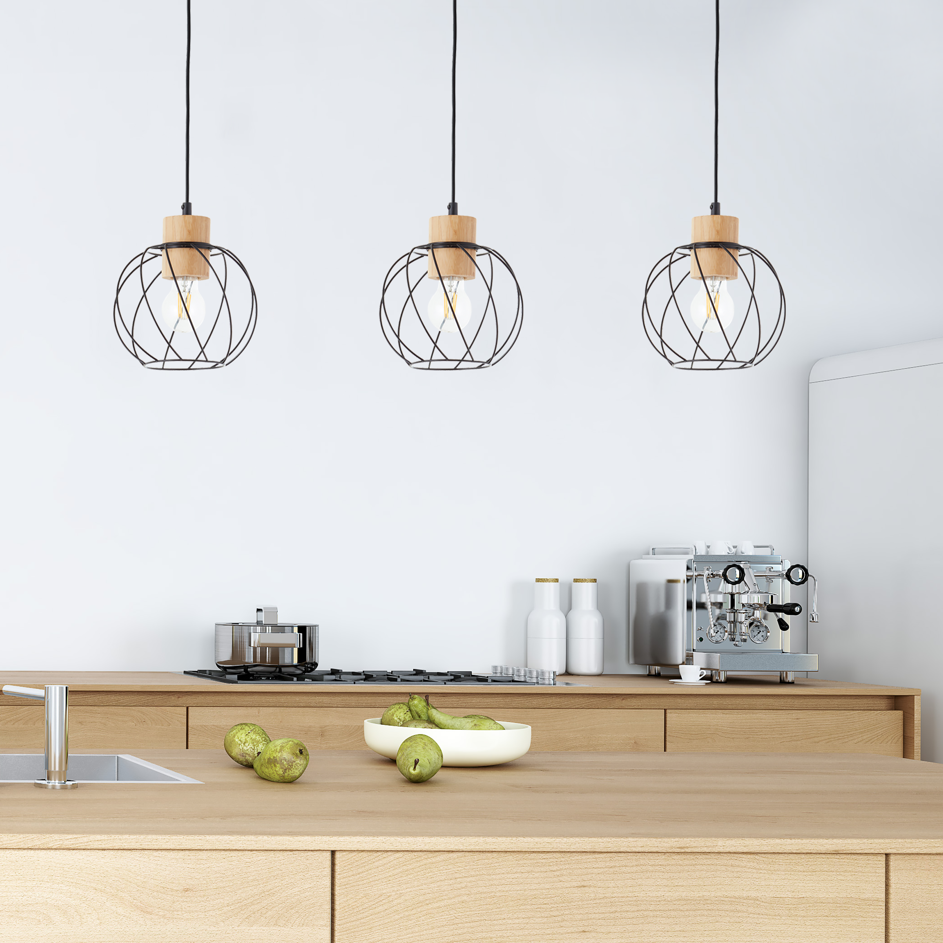 Lampa wisząca Mallow czarna 3 x E27 Inspire - 6