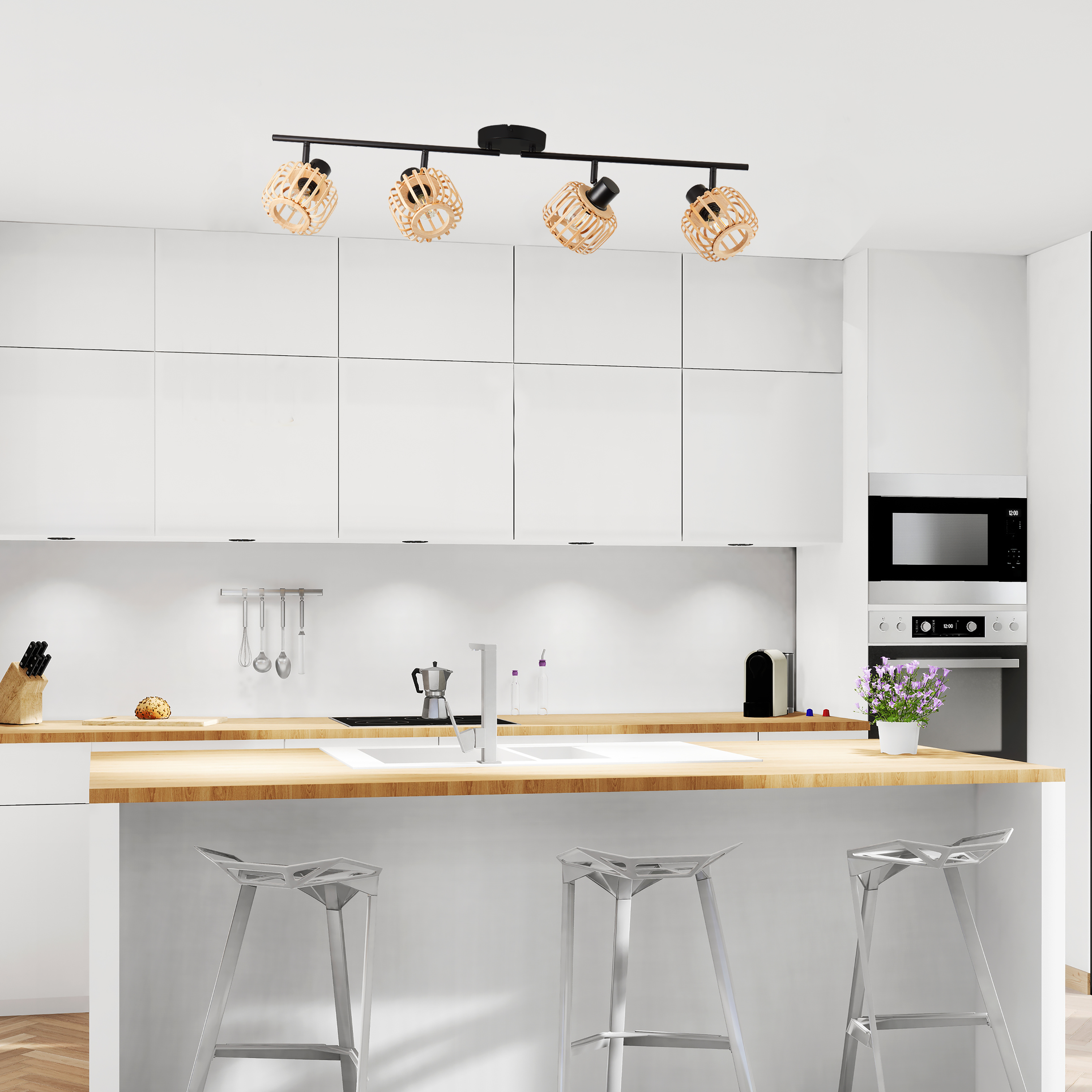 Listwa reflektorowa Pecan czarno-beżowa 4 x E14 Inspire - 7