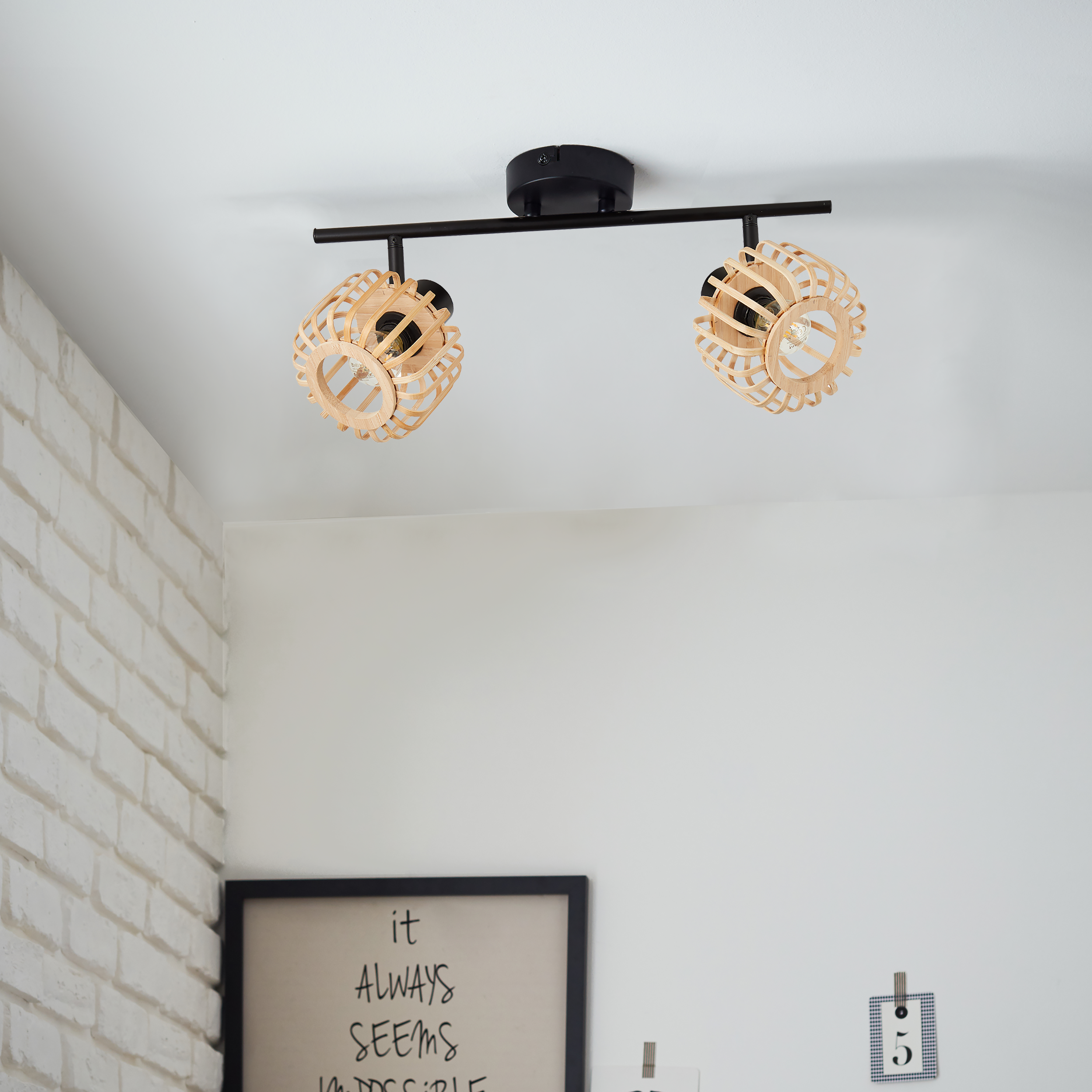 Listwa reflektorowa Pecan czarno-beżowa 2 x E14 Inspire - 8