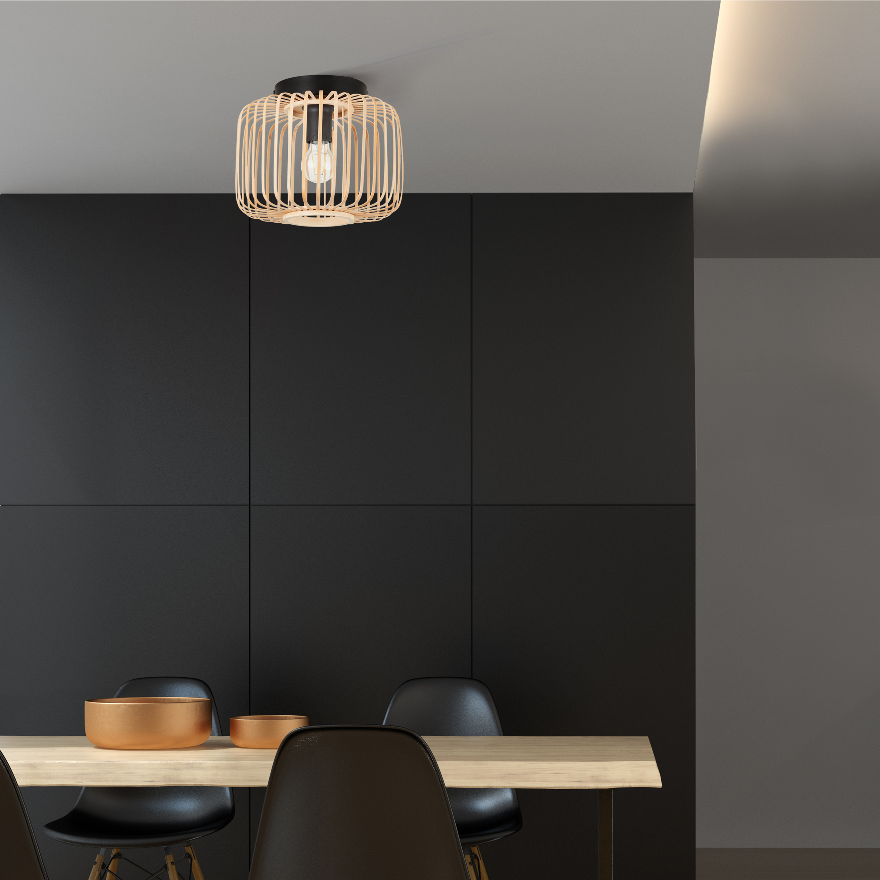 Lampa sufitowa Pecan czarno-beżowa E27 Inspire - 6