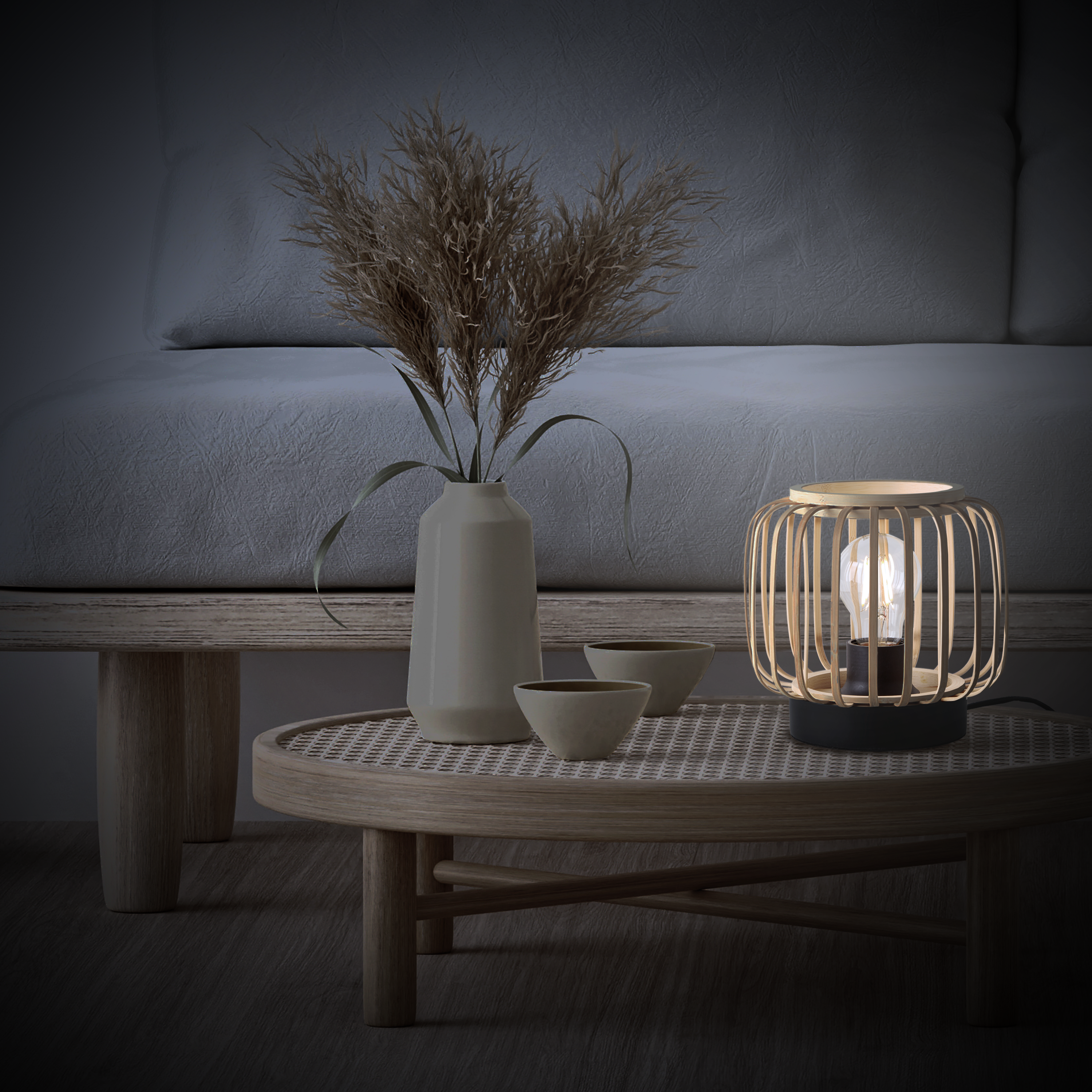 Lampa stołowa Pecan czarno-beżowa E27 Inspire - 12