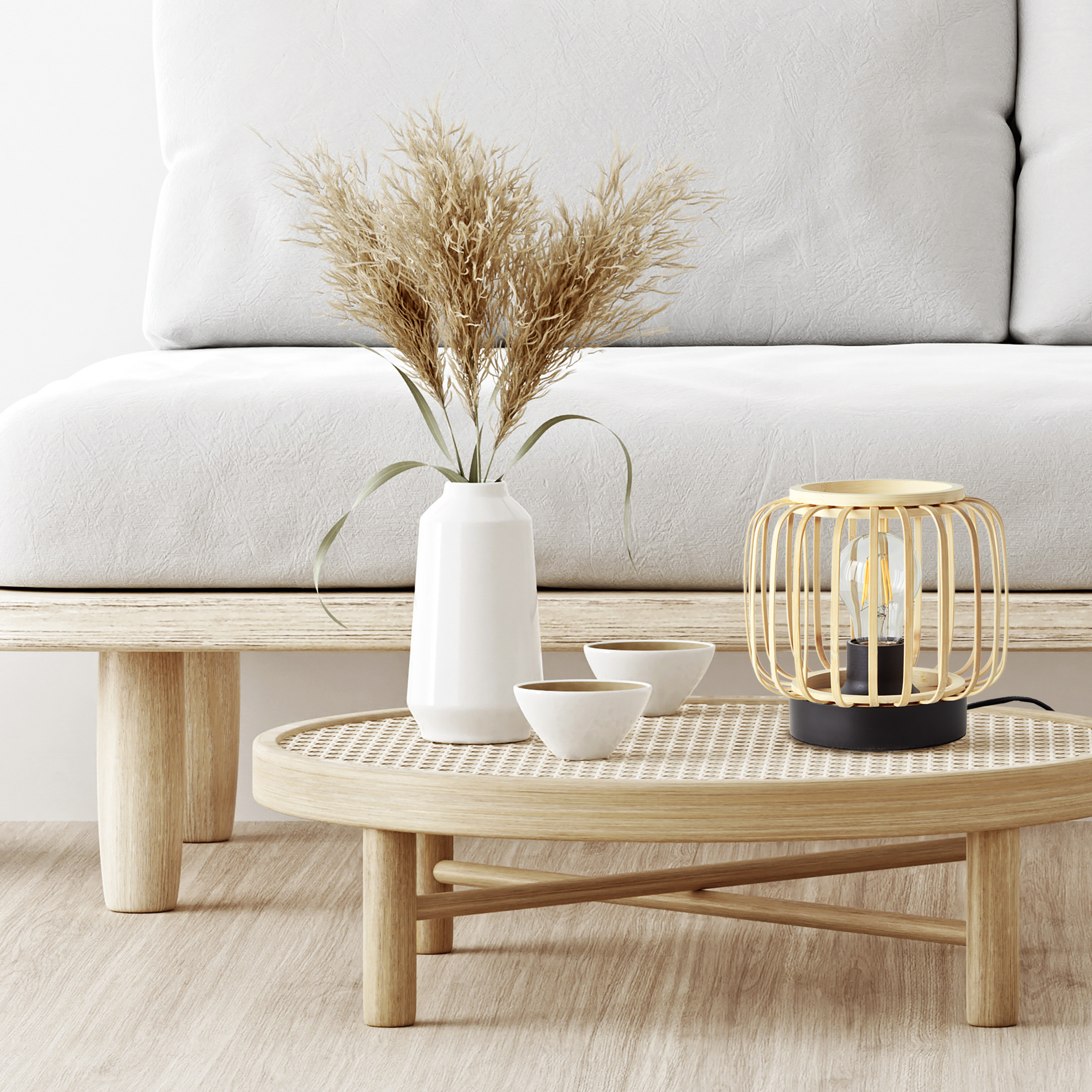 Lampa stołowa Pecan czarno-beżowa E27 Inspire - 13