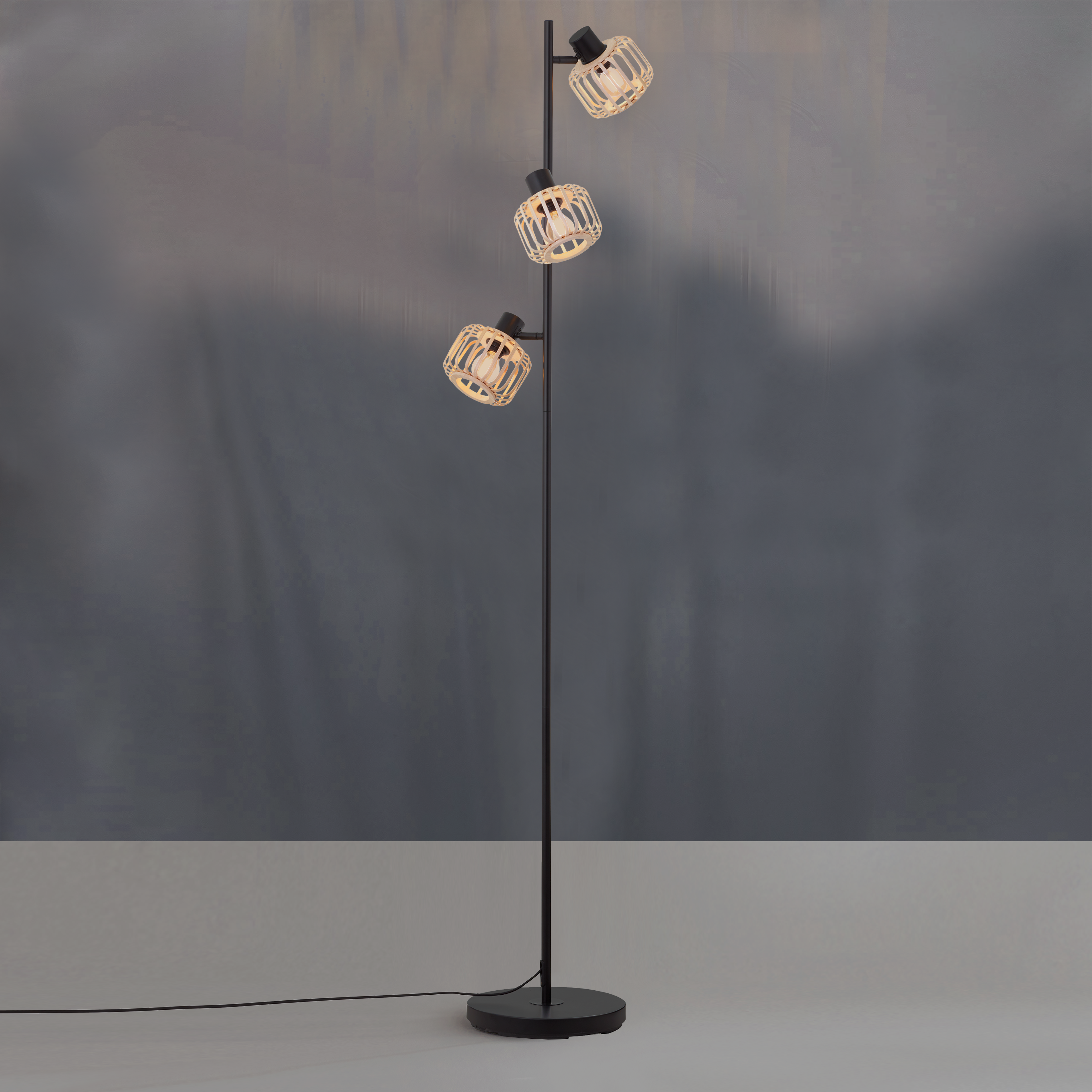 Lampa podłogowa Pecan czarno-beżowa 3 x E14 Inspire