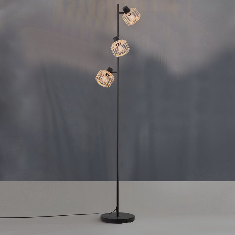 Lampa podłogowa Pecan czarno-beżowa 3 x E14 Inspire
